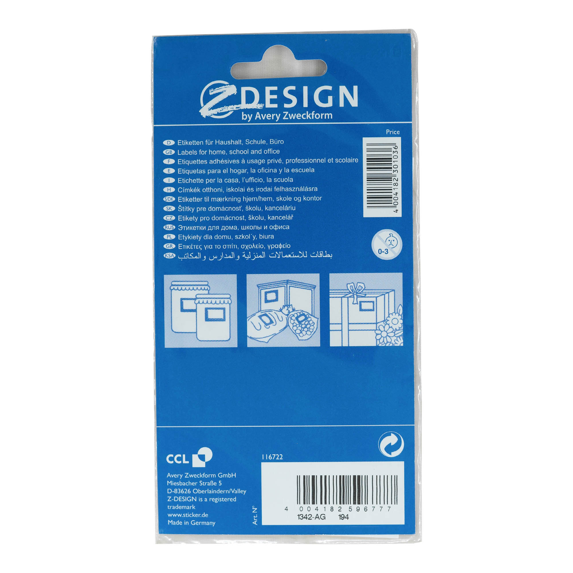 Zweckform Étiquettes « Corbeille de fruits », rectangulaires, papier, multicolores