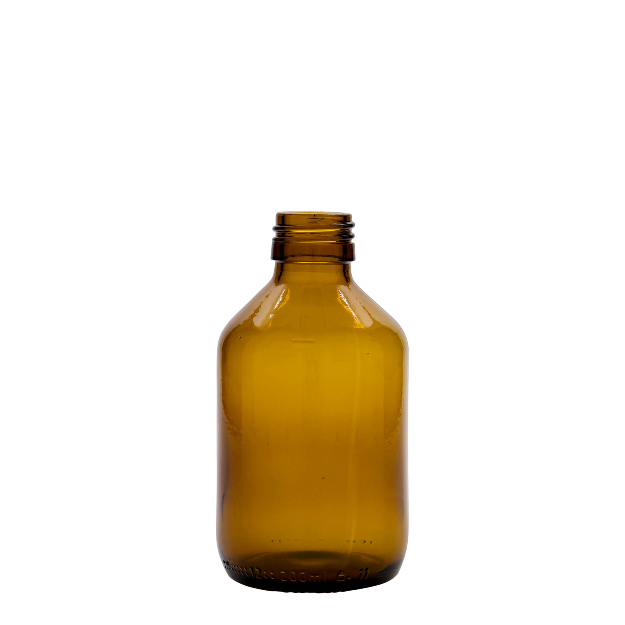 Flacon médical 200 ml, brun, verre, ouverture : PP 28 Flacon médical 200 ml, brun, verre, ouverture : PP 28