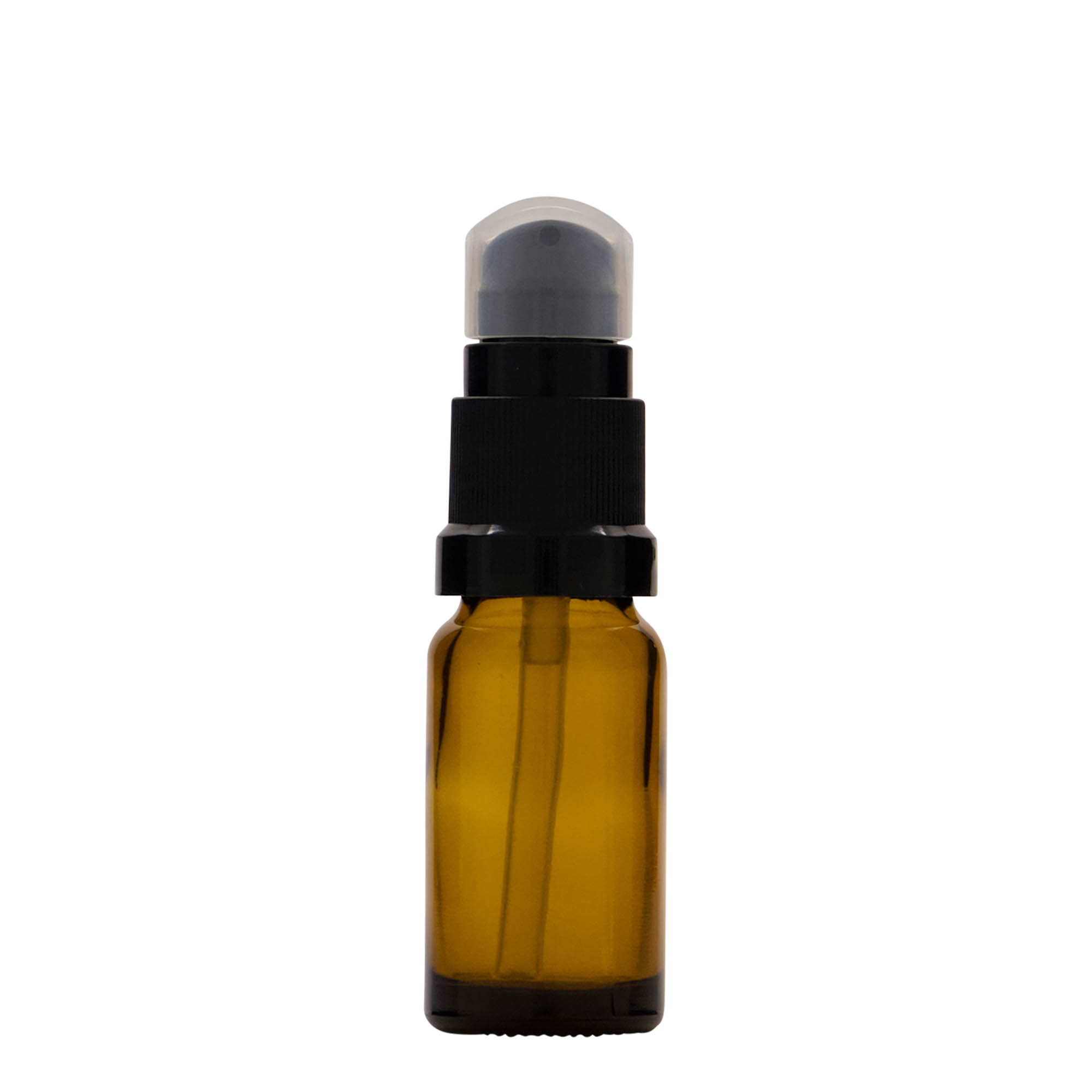 Flacon médical de 10 ml avec pompe lotion, verre, brun, ouverture : DIN 18 Flacon médical de 10 ml avec pompe lotion, verre, brun, ouverture : DIN 18