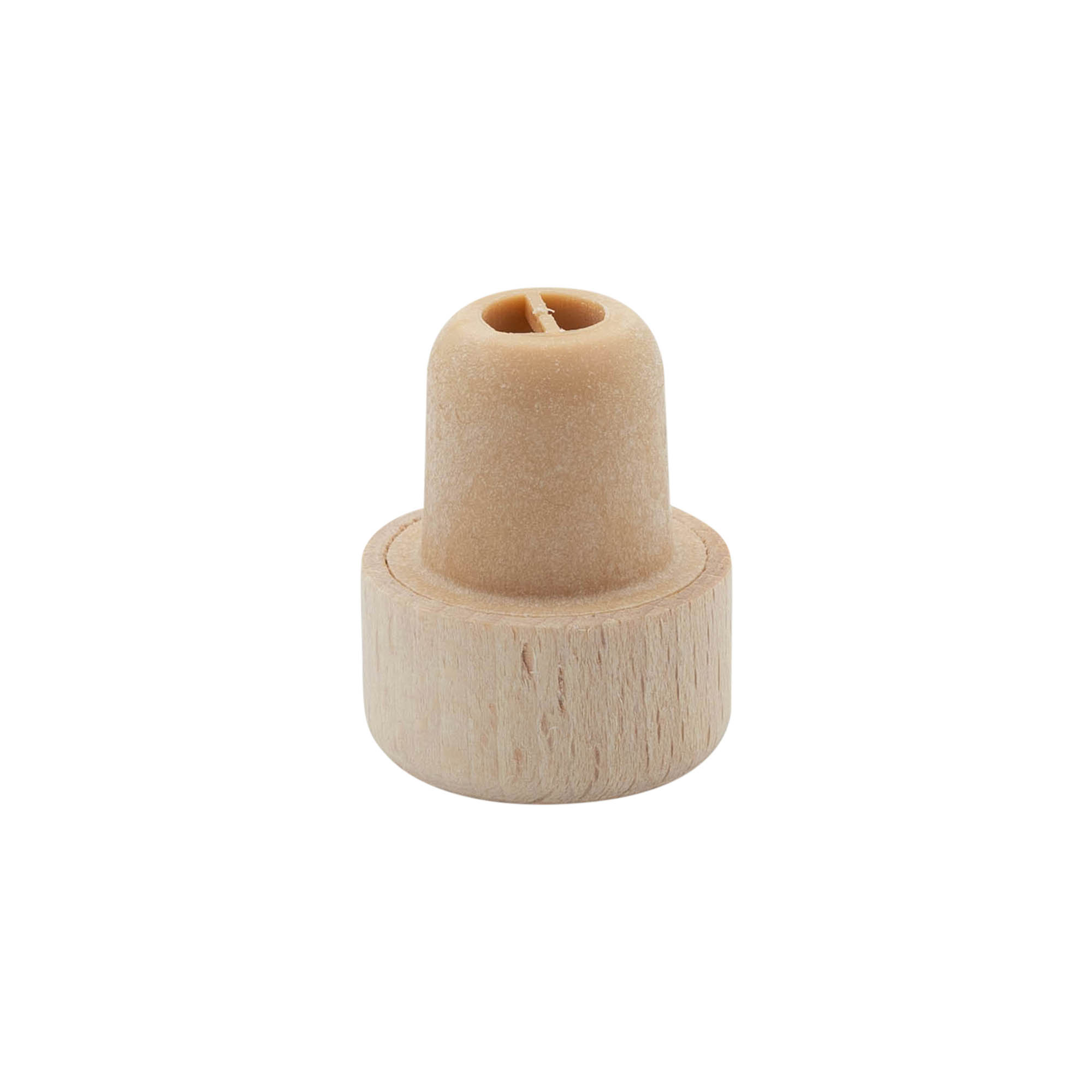 Bouchon à poignée avec ouverture doseuse 19 mm, bois/plastique, beige, pour embouchure : liège
