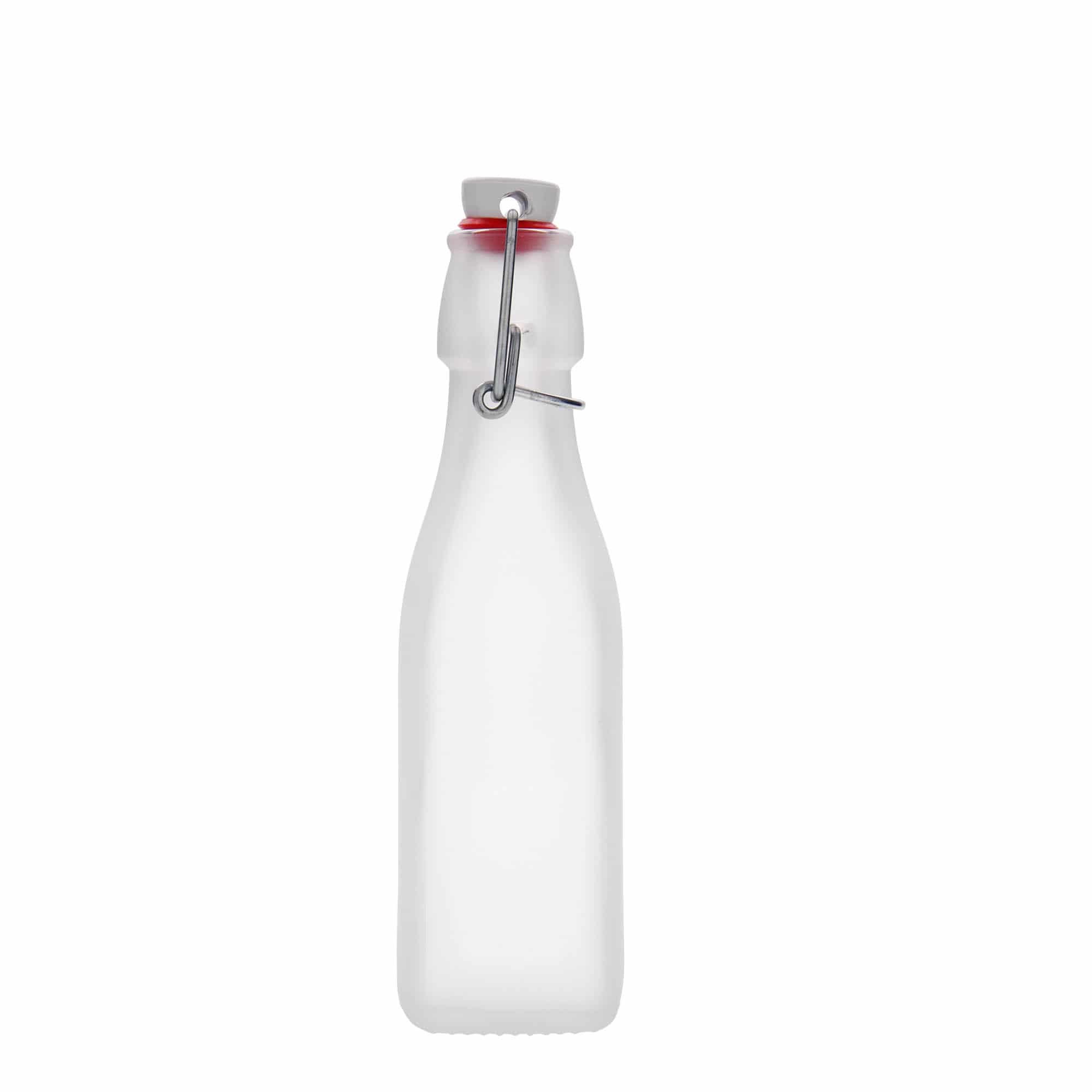 Bouteille en verre 250 ml 'Swing', carrée, blanche, col : bouchon mécanique