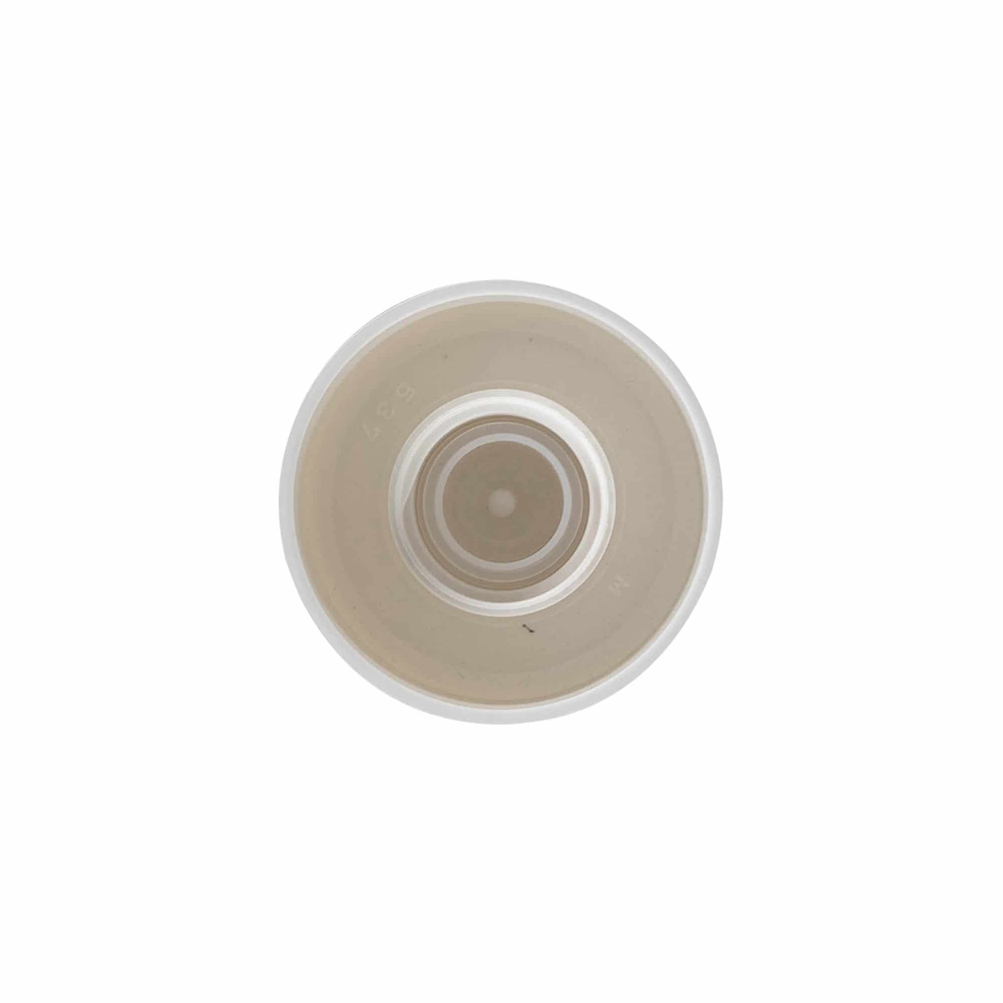 Bougage à vis pour bouteille ronde avec insert de pulvérisation, plastique PE, blanc, pour bouchage: DIN 18