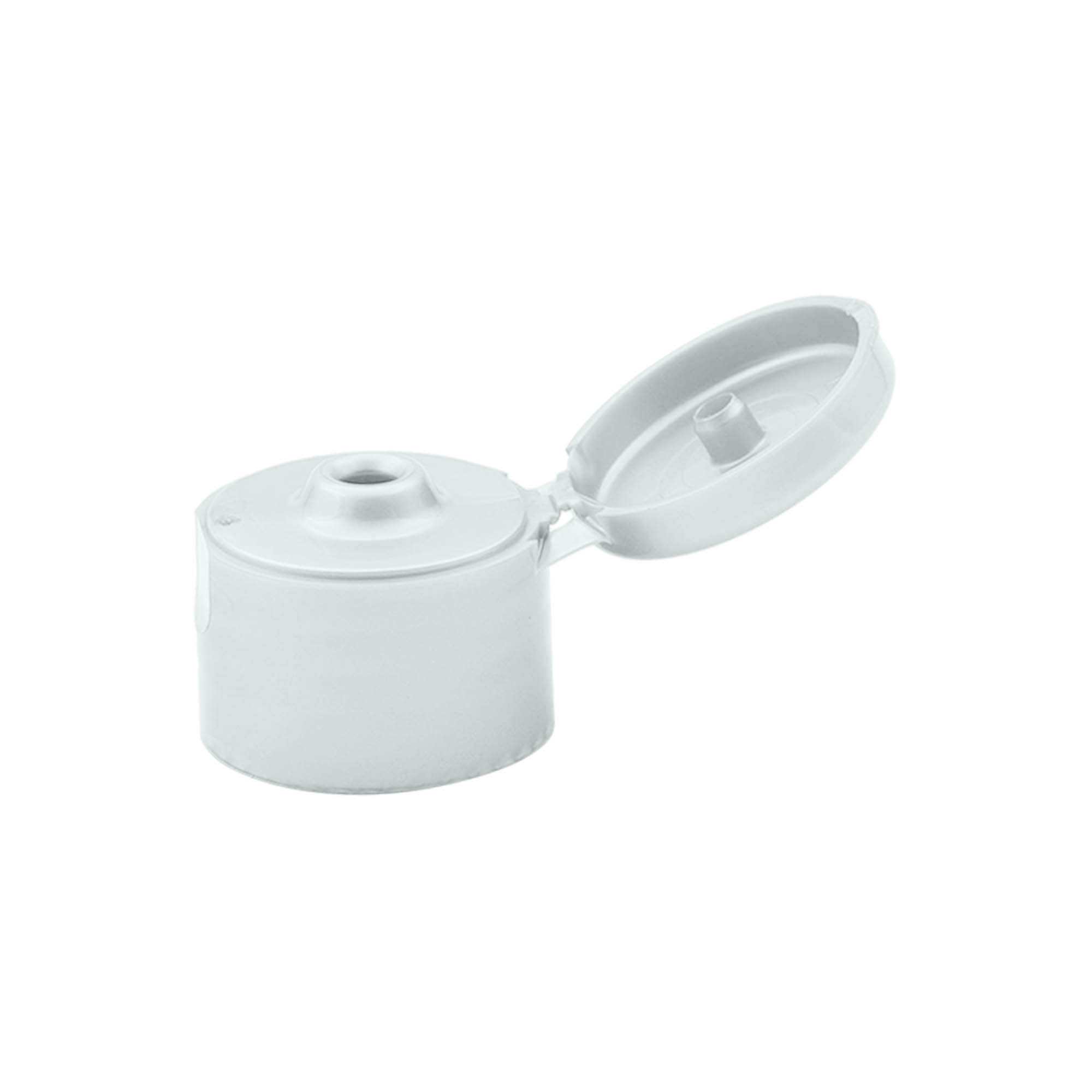 Bouchon à vis avec charnière à bascule, plastique PP, argent, pour ouverture : 24/410 Bouchon à vis avec charnière à bascule, plastique PP, argent, pour ouverture : 24/410