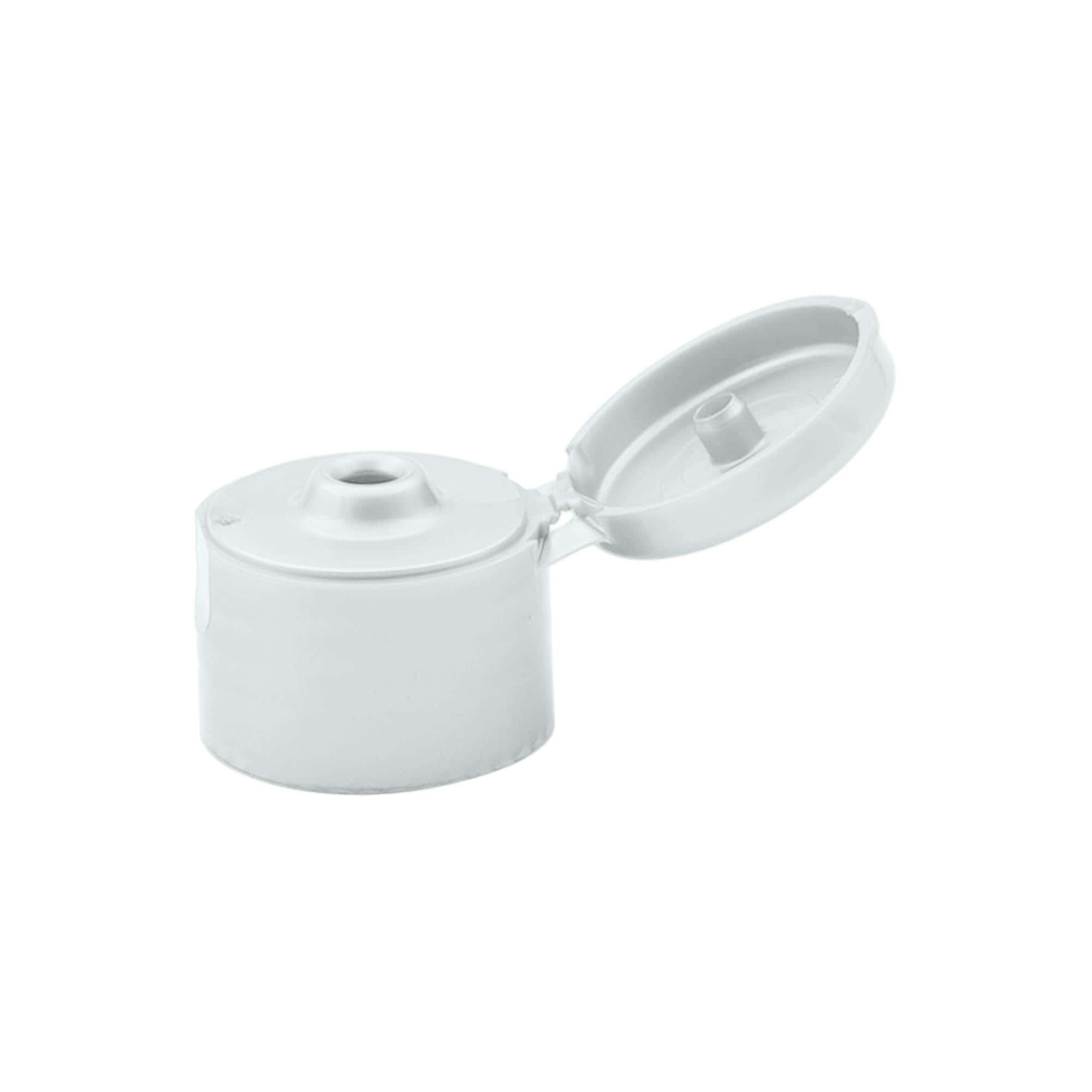 Bouchon à vis avec charnière à bascule, plastique PP, argent, pour ouverture : 24/410