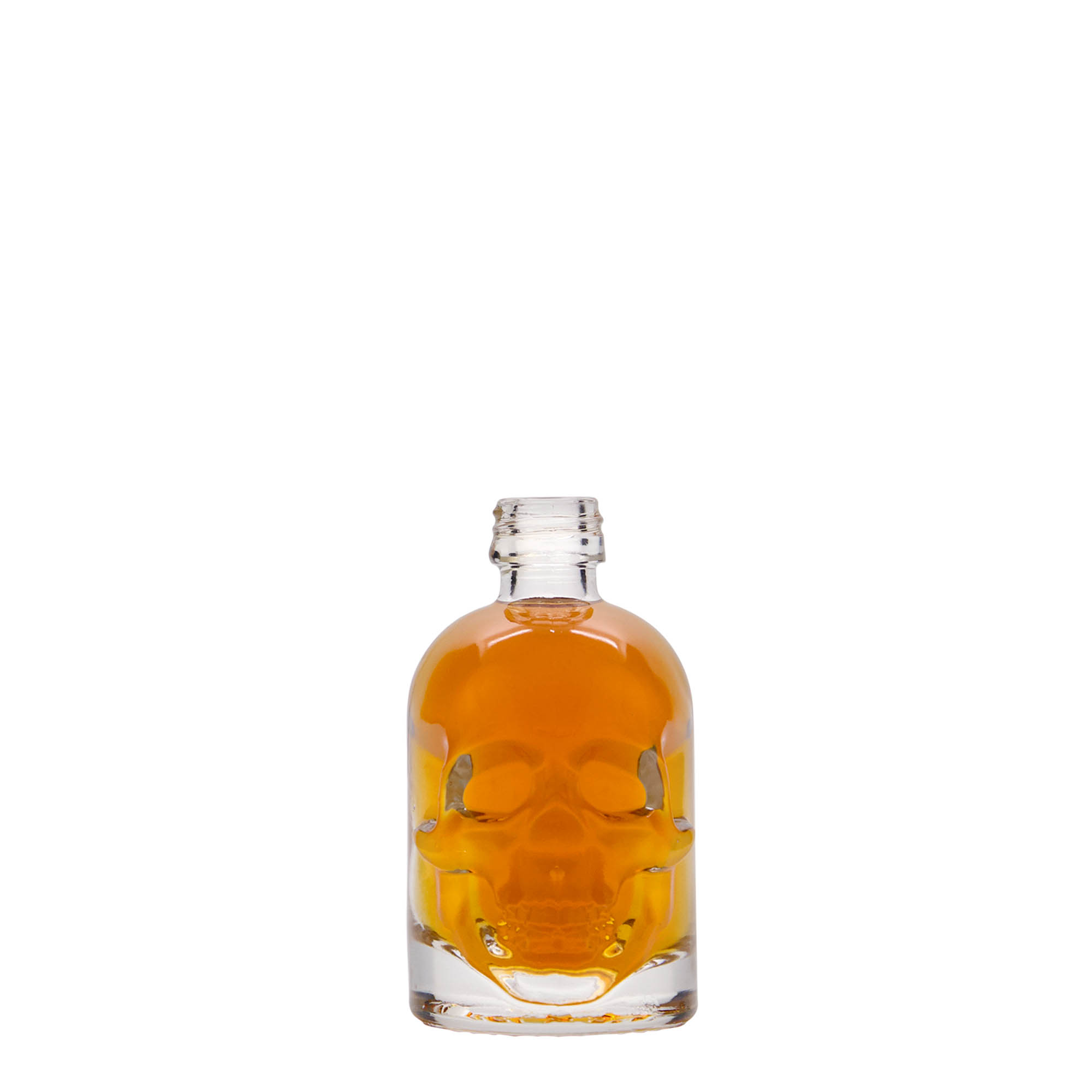 Flacon en verre 50 ml « Tête de mort », ouverture : PP 18 Flacon en verre 50 ml « Tête de mort », ouverture : PP 18