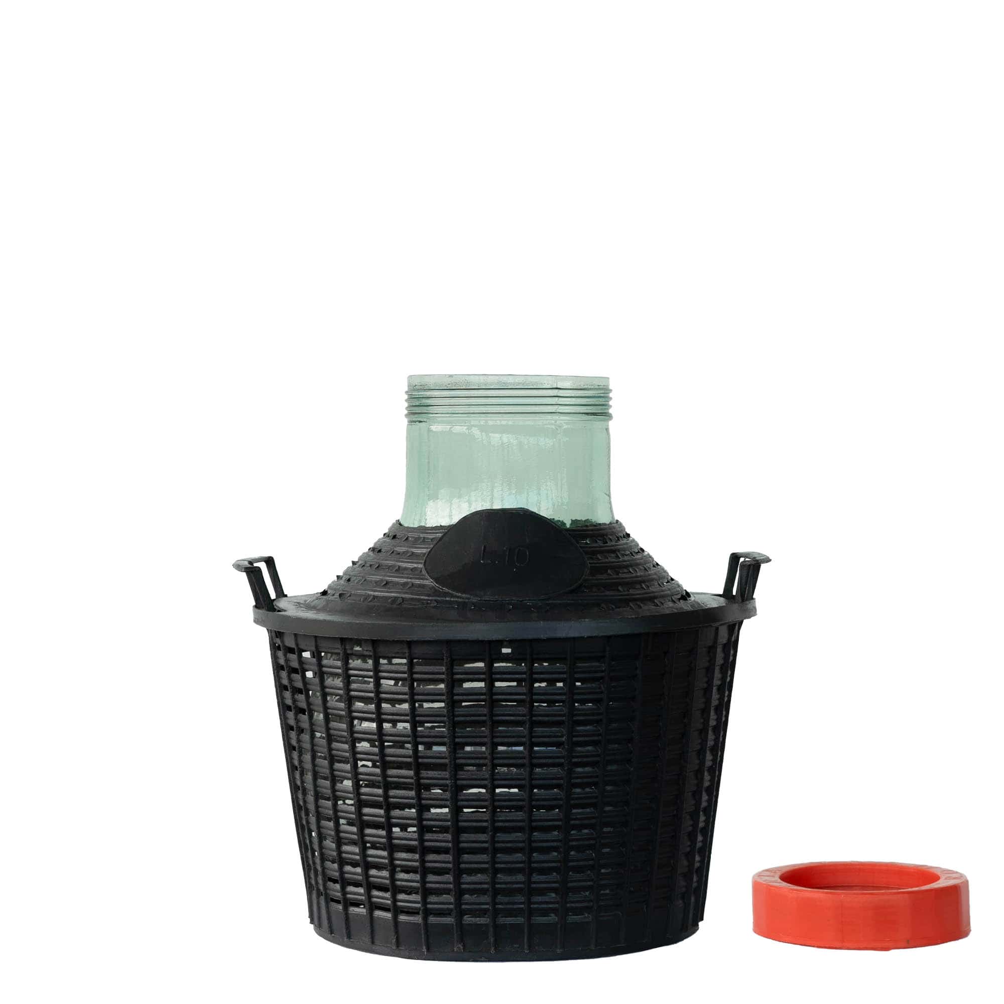 Bouteille ballon 10 l col large, verre, ouverture : bouchon à vis