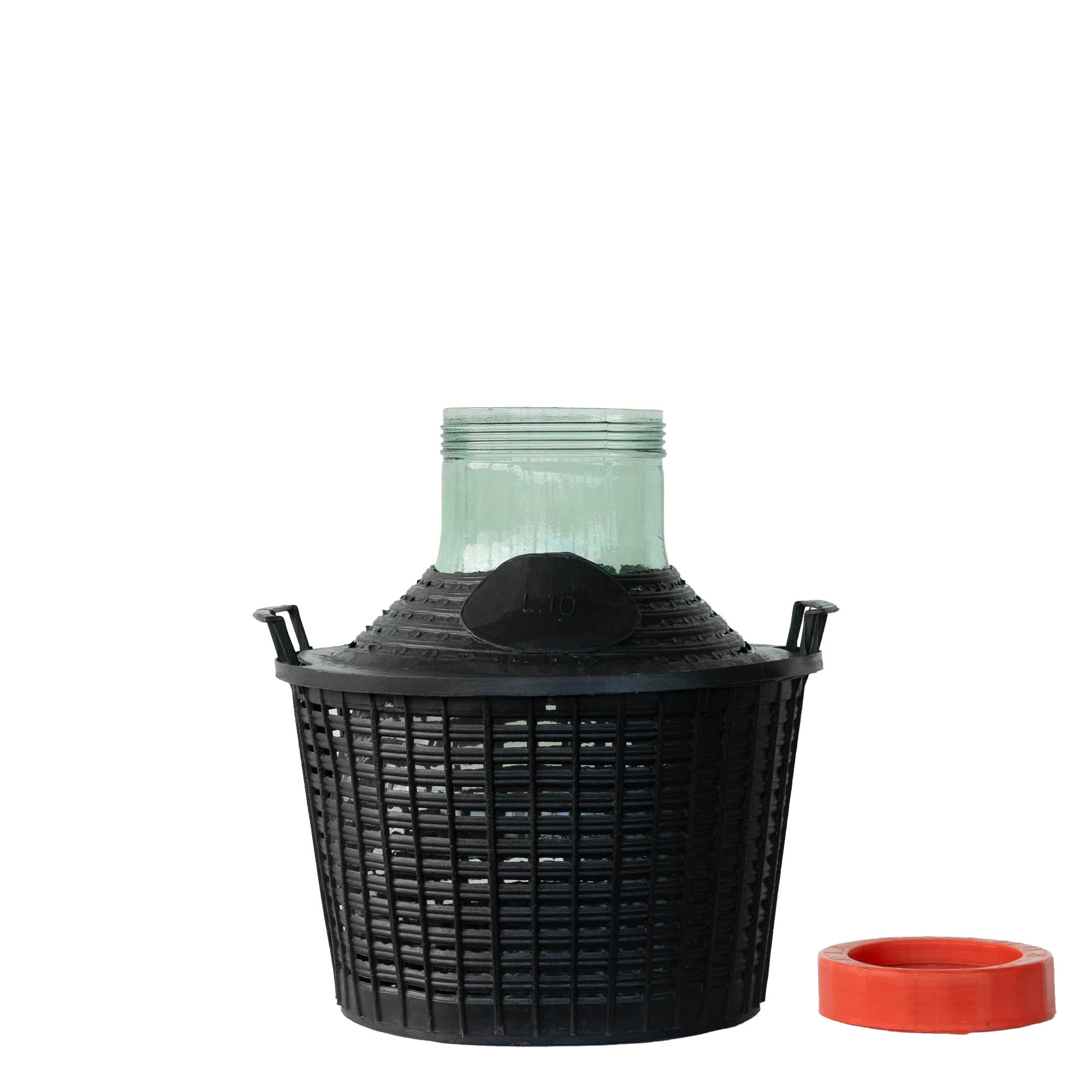 Bouteille ballon 10 l col large, verre, ouverture : bouchon à vis