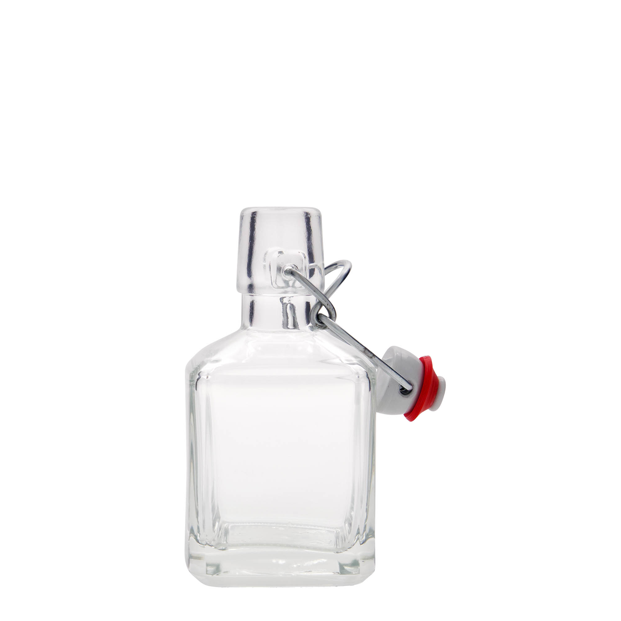 Bouteille en verre 200 ml 'Kubica', carrée, ouverture : fermeture à bascule Bouteille en verre 200 ml 'Kubica', carrée, ouverture : fermeture à bascule