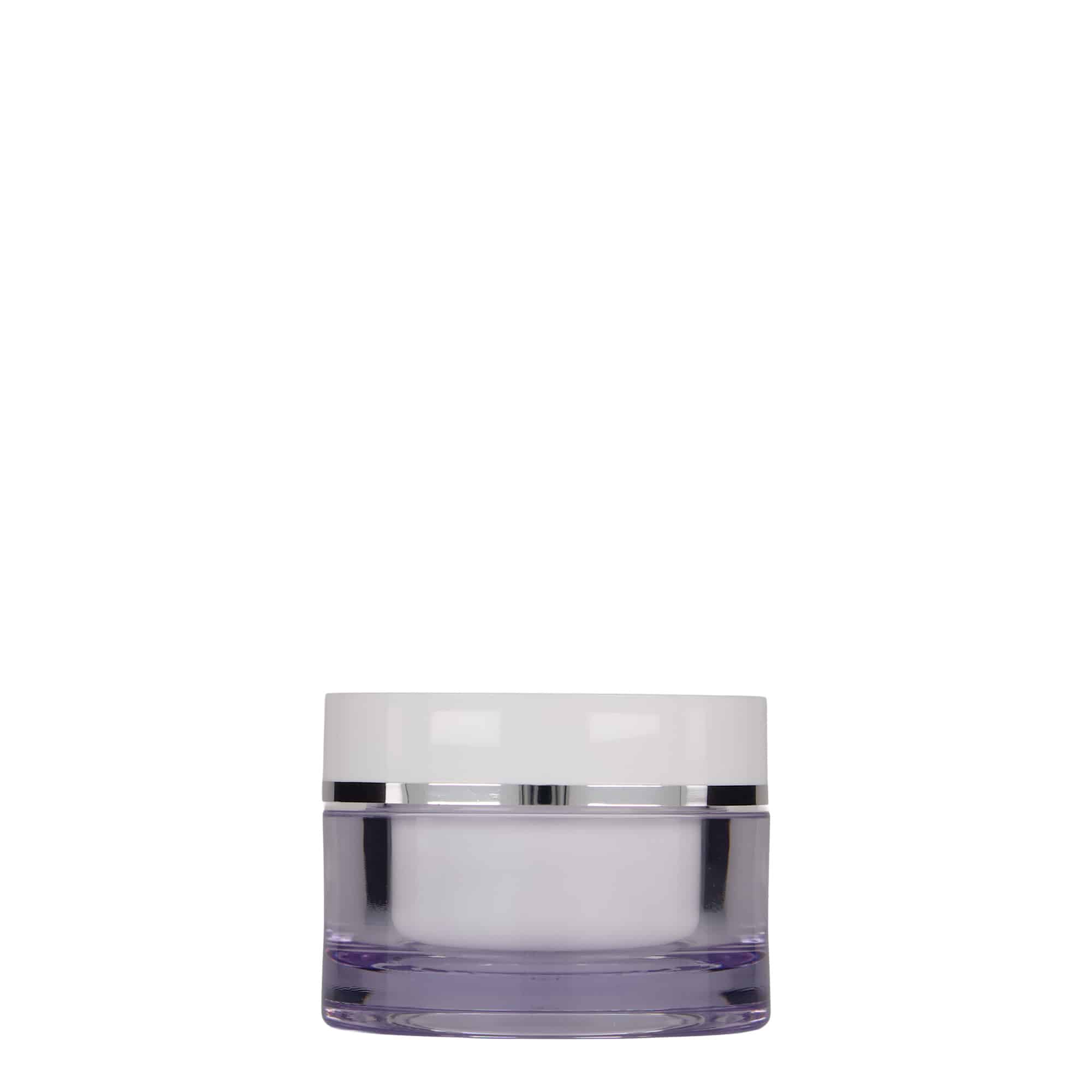 Pot de 50 ml, plastique SAN, blanc, ouverture : bouchon à vis