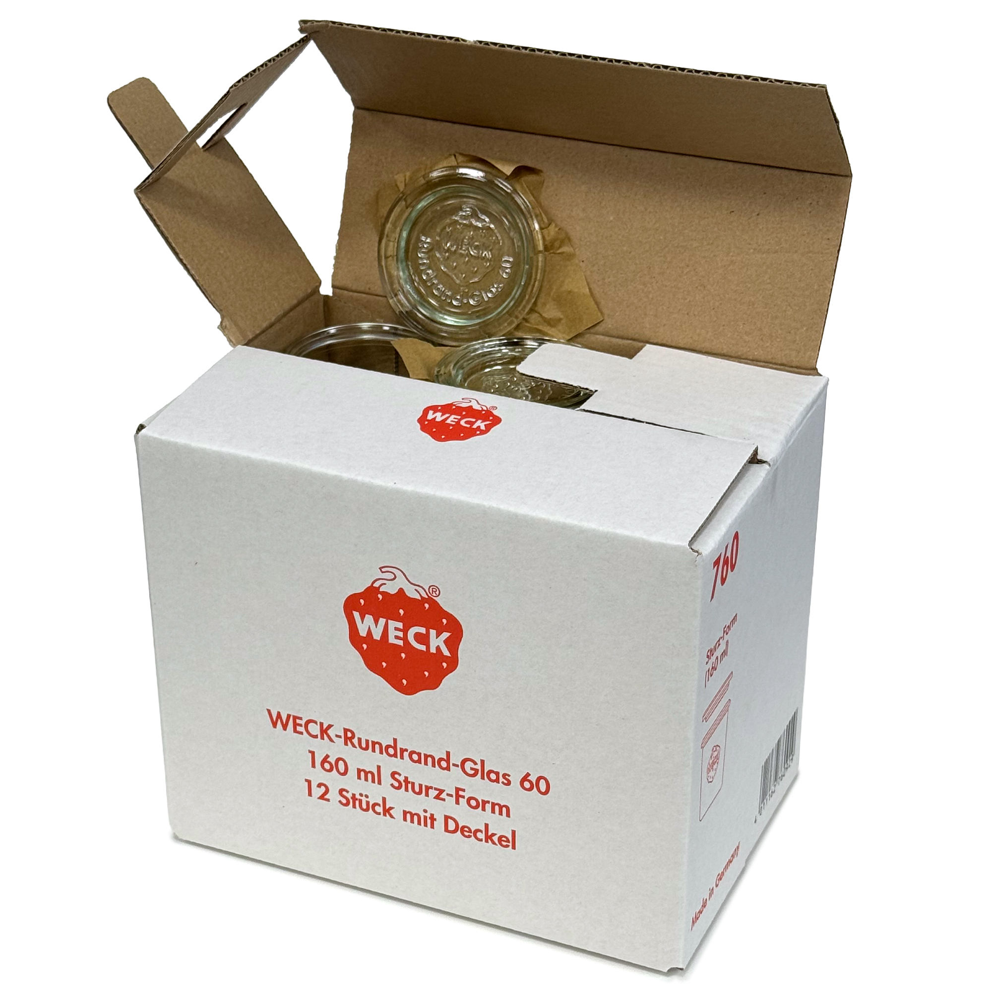 12x 160 ml bocal WECK à renversement avec couvercle en verre RR 60