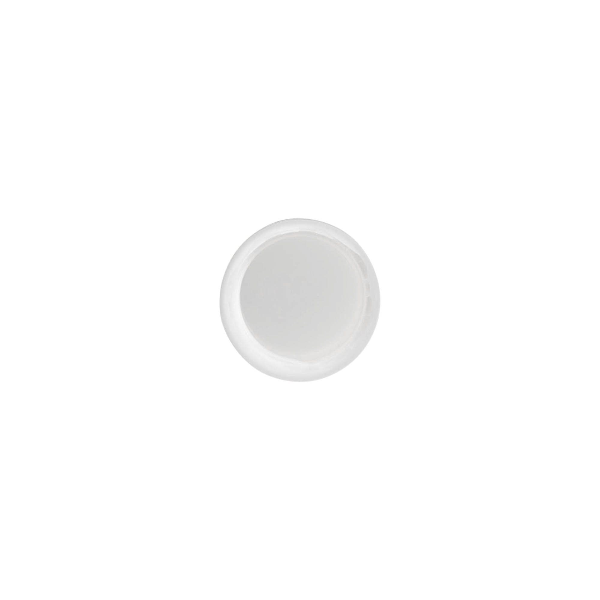 Bougage à vis avec bouchon avec fermeture garantie, plastique PE, blanc, pour bouchage: DIN 18 Bougage à vis avec bouchon avec fermeture garantie, plastique PE, blanc, pour bouchage: DIN 18