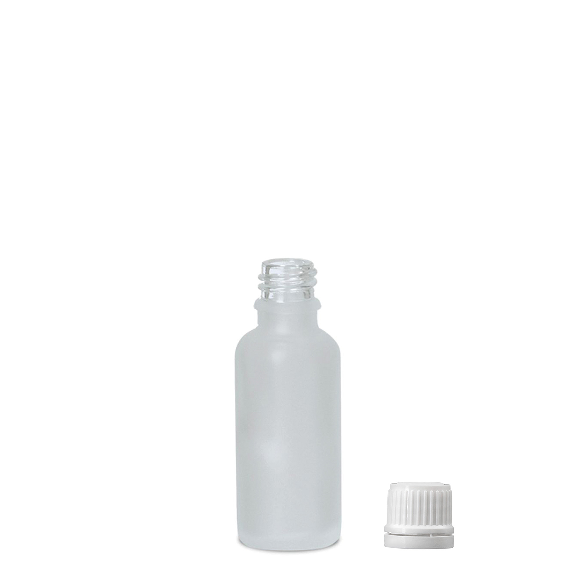 Flacon médical 30 ml, verre, givré, ouverture : DIN 18 Flacon médical 30 ml, verre, givré, ouverture : DIN 18