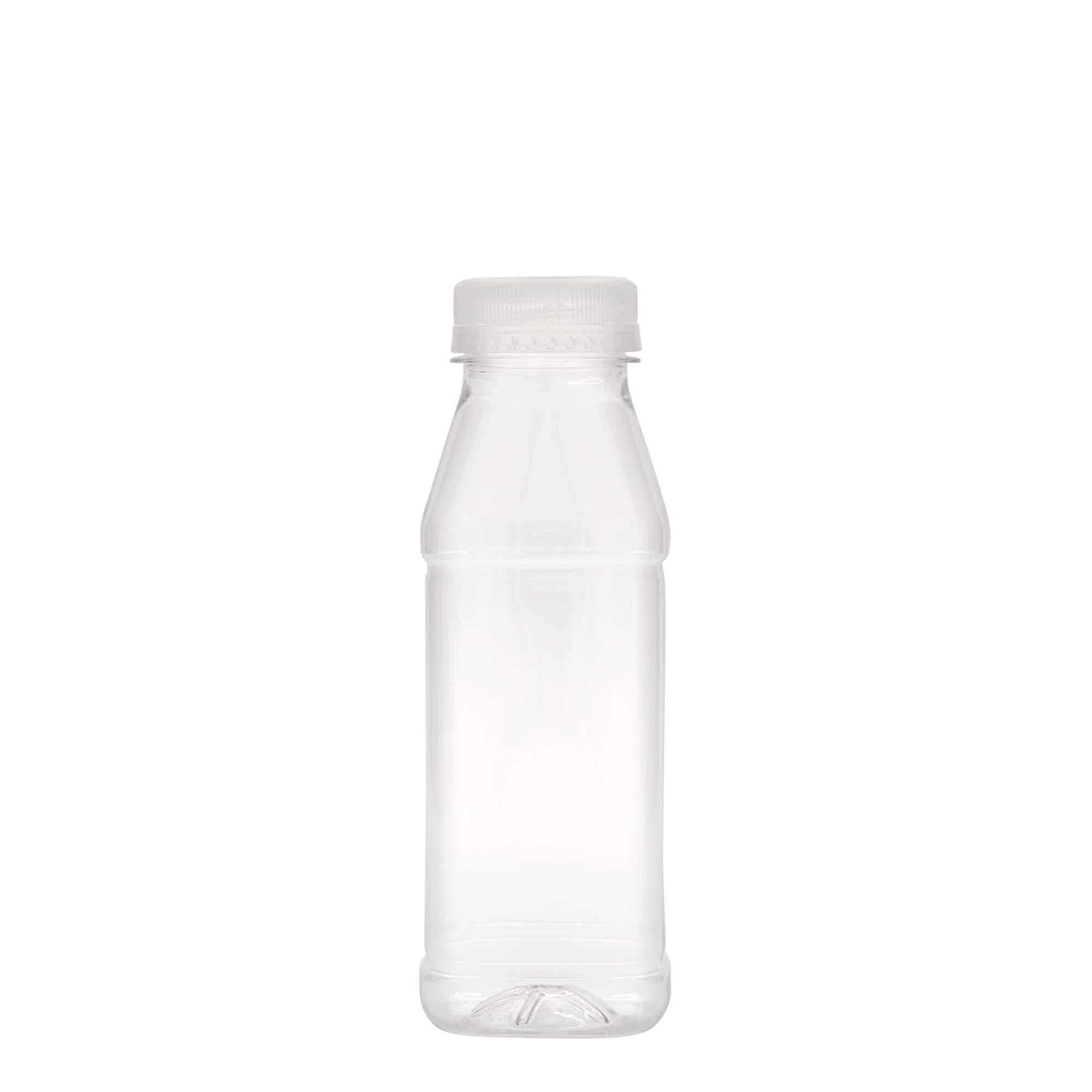 Bouteille en PET 330 ml 'Milk and Juice Carré', carrée, plastique, bouchage: 38 mm