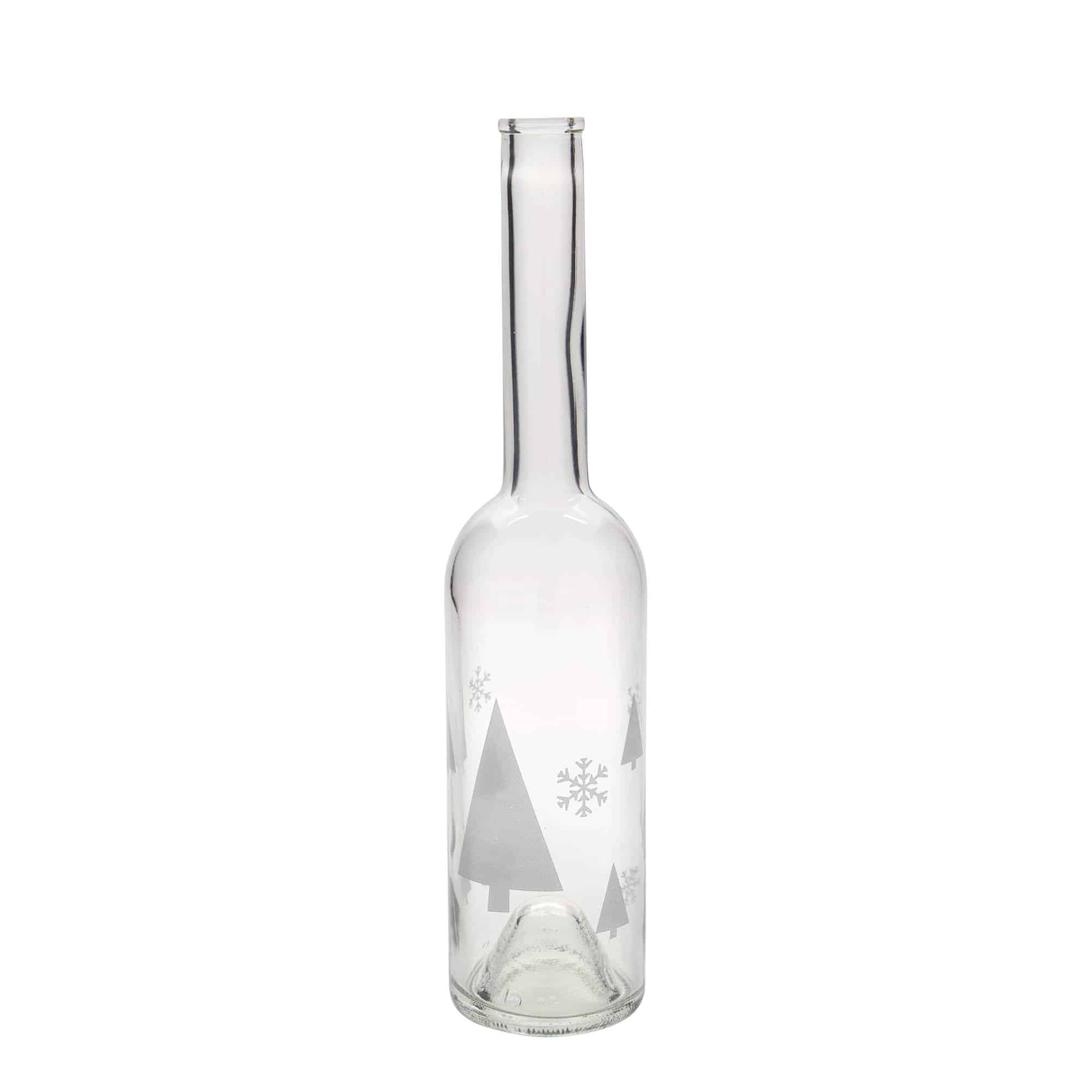Bouteille en verre 500 ml 'Opera', motif : flocons de neige, ouverture : liège