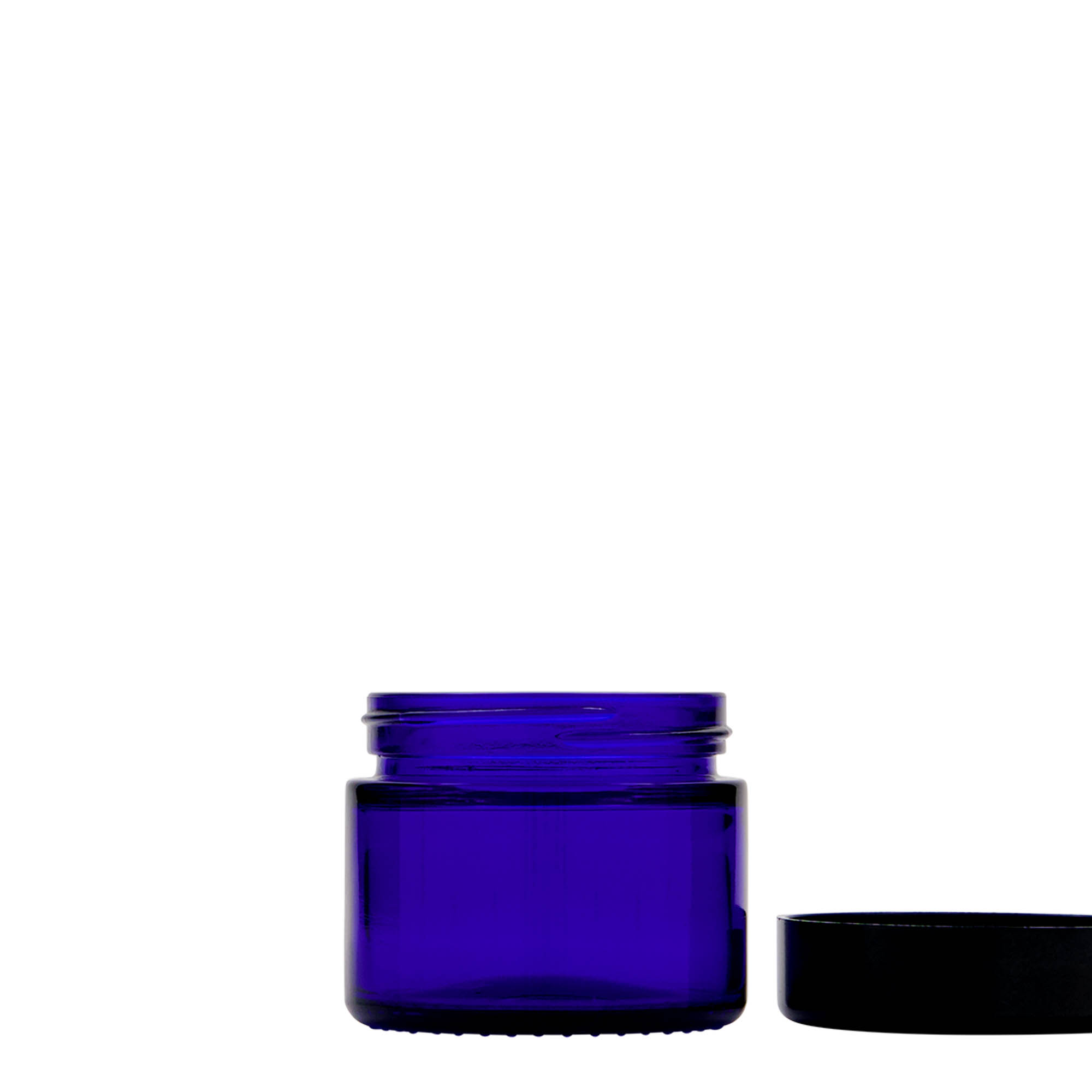 Pot de 50 ml 'Blue Edition', verre, bleu royal, ouverture : bouchon à vis Pot de 50 ml 'Blue Edition', verre, bleu royal, ouverture : bouchon à vis