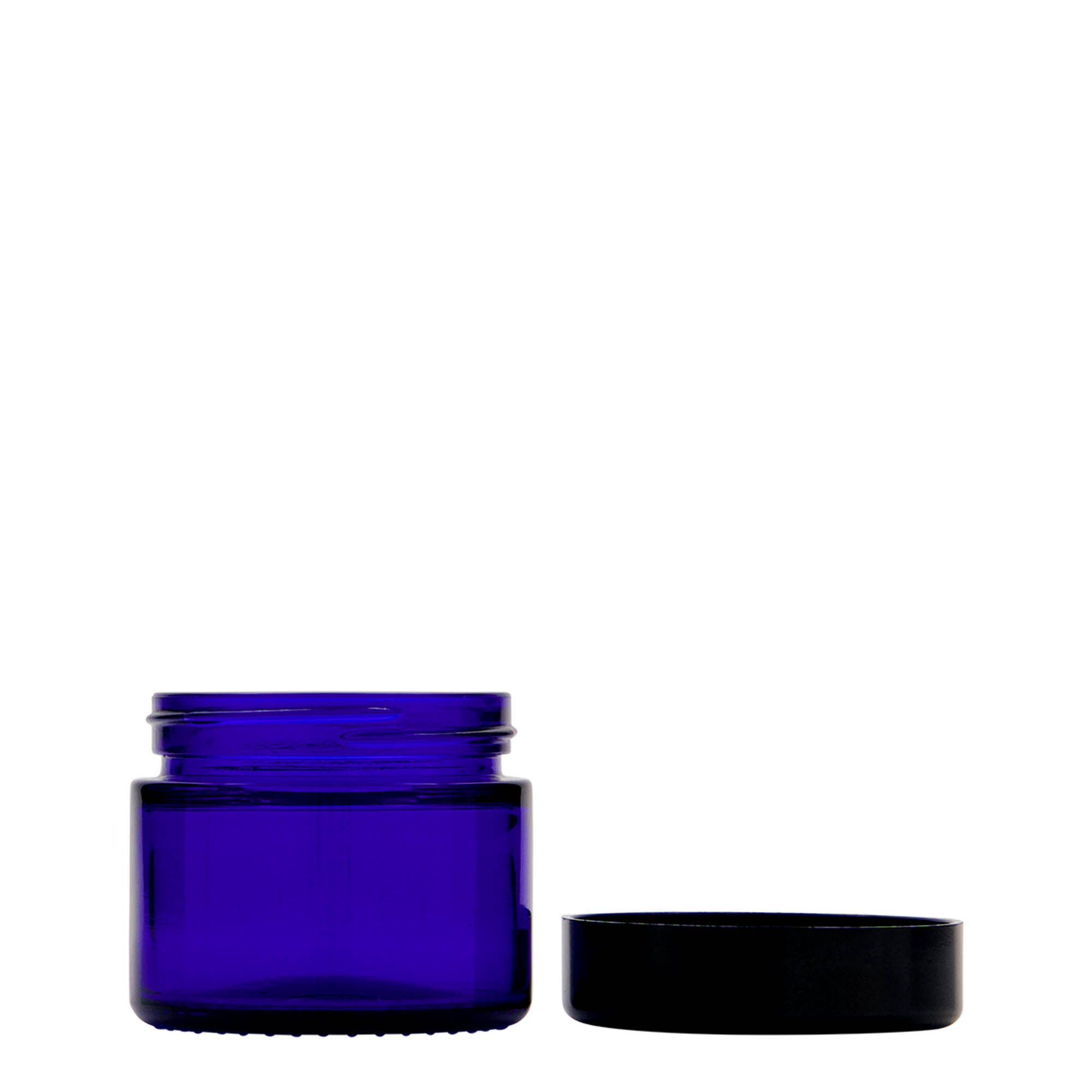 Pot de 50 ml 'Blue Edition', verre, bleu royal, ouverture : bouchon à vis Pot de 50 ml 'Blue Edition', verre, bleu royal, ouverture : bouchon à vis