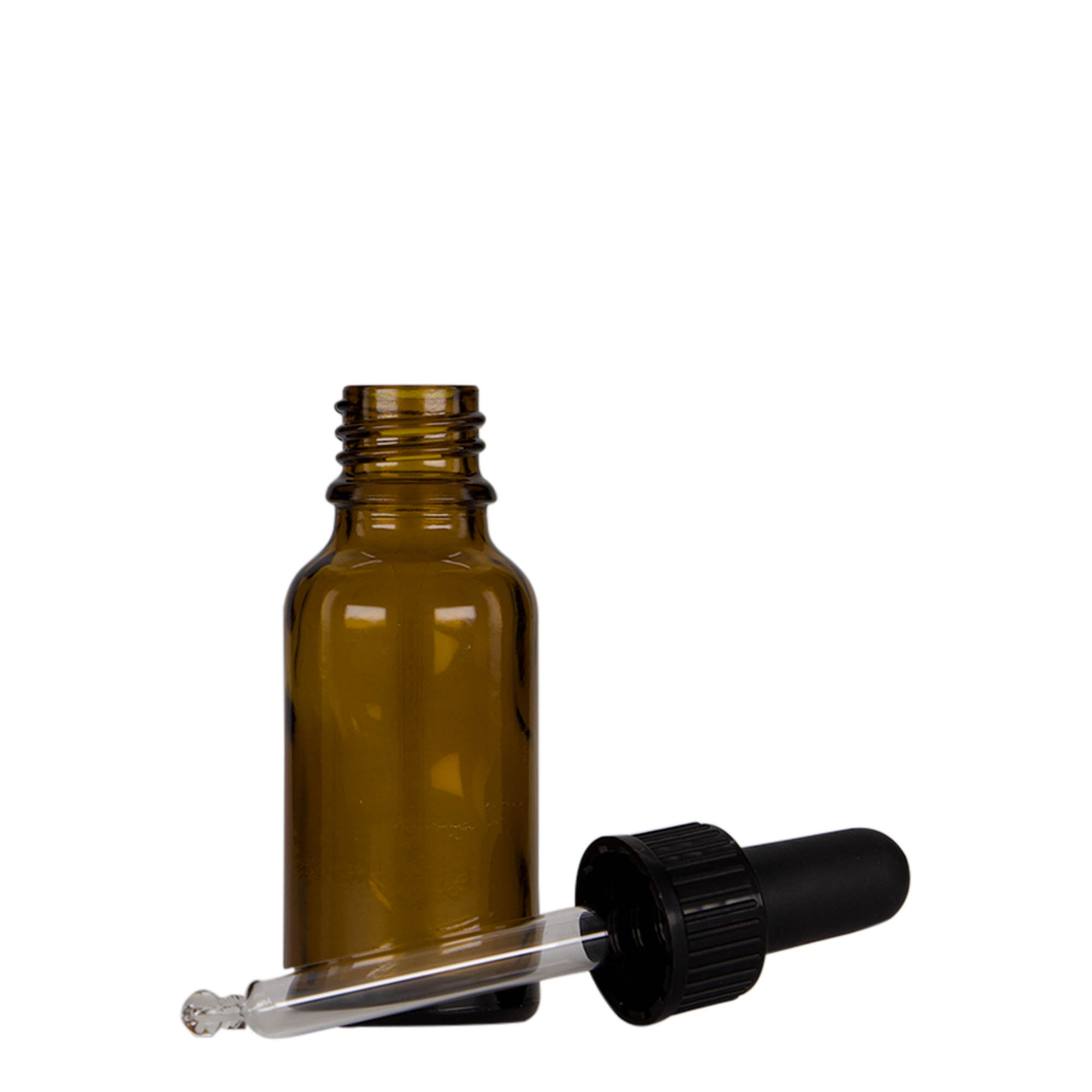 Flacon compte-gouttes 20 ml Médical, verre, brun-noir, embouchure : DIN 18