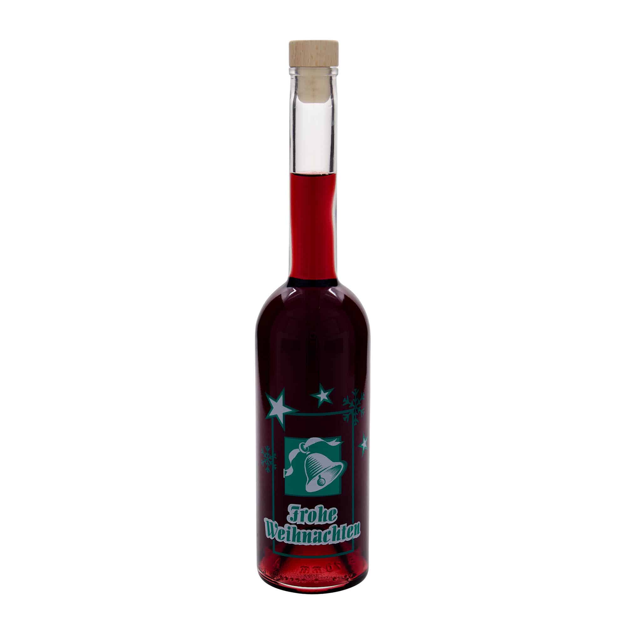 Bouteille en verre 500 ml 'Opera', motif : joyeux Noël, bouchage: bouchon