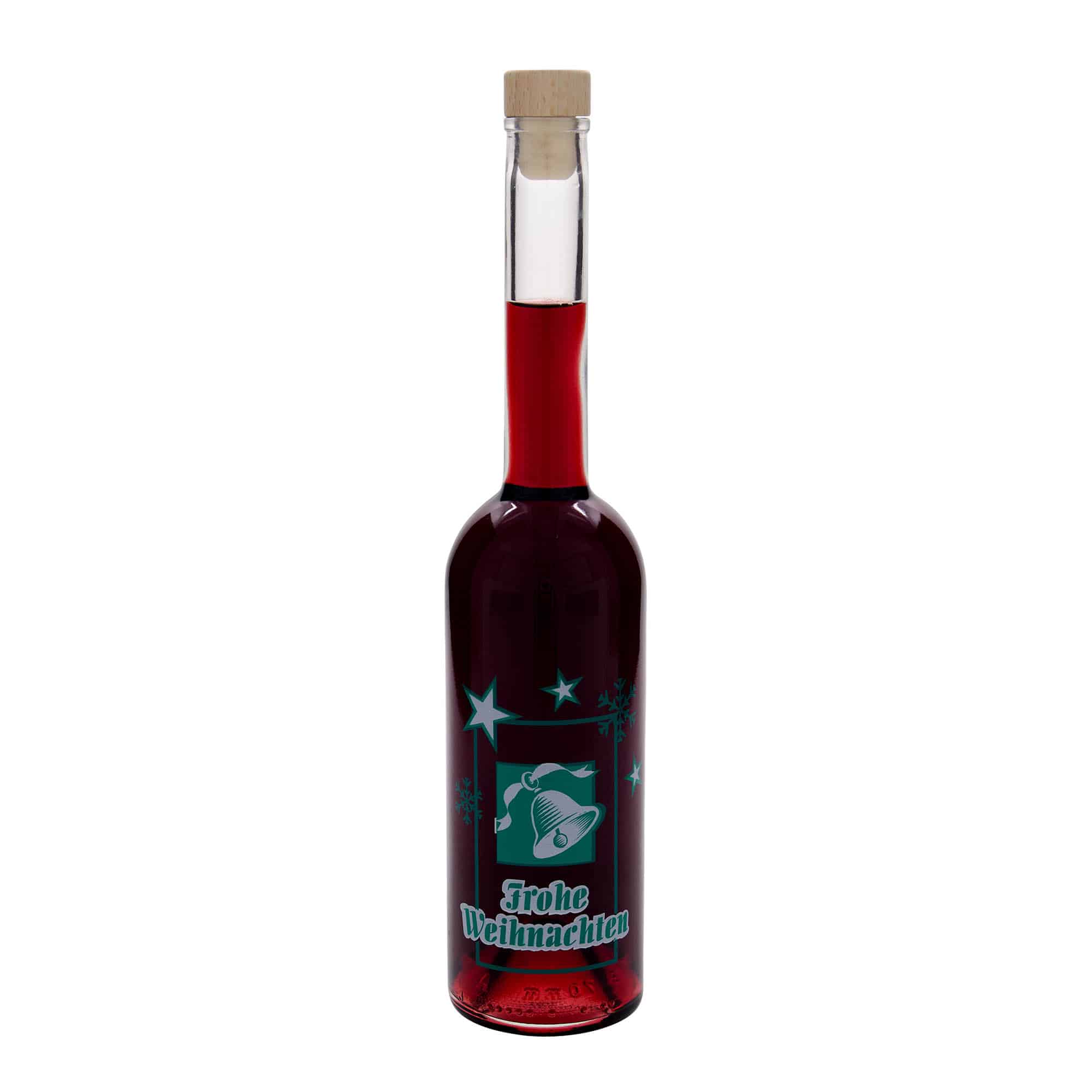Bouteille en verre 500 ml 'Opera', motif : Joyeux Noël, ouverture : bouchon en liège