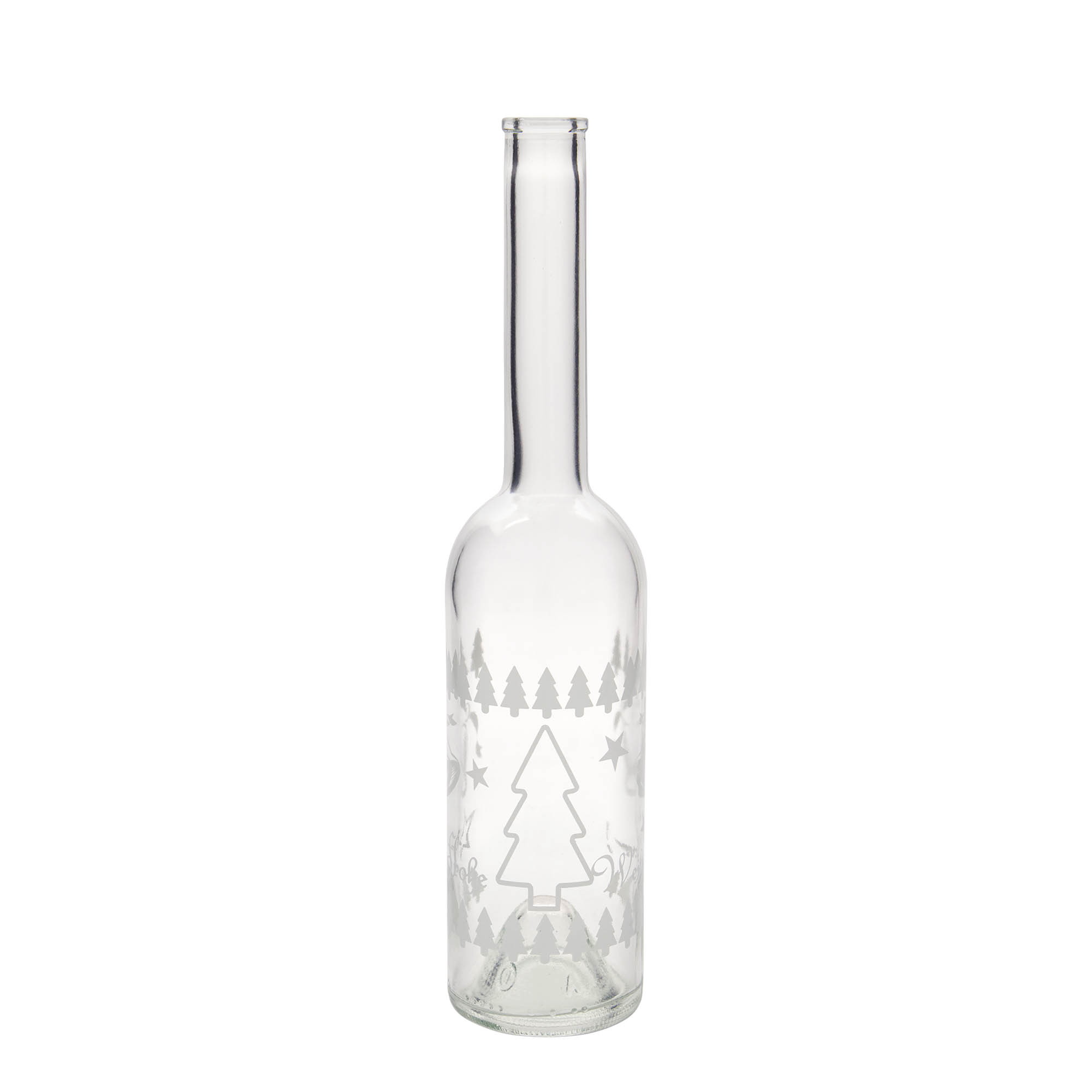 Bouteille en verre 500 ml 'Opera', motif : Noël classique, ouverture : bouchon en liège