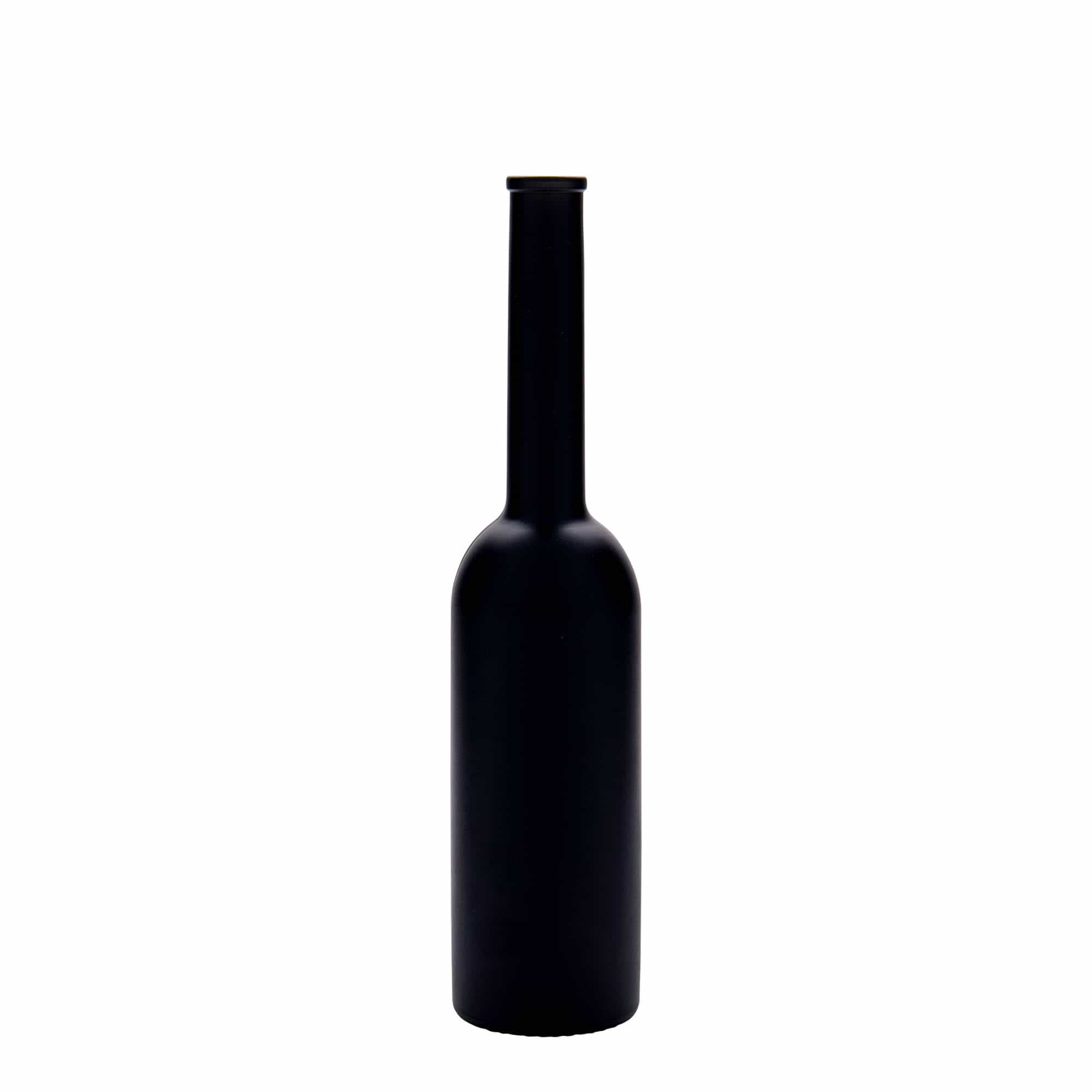 Flacon en verre de 200 ml « Opera », noir, ouverture : bouchon en liège