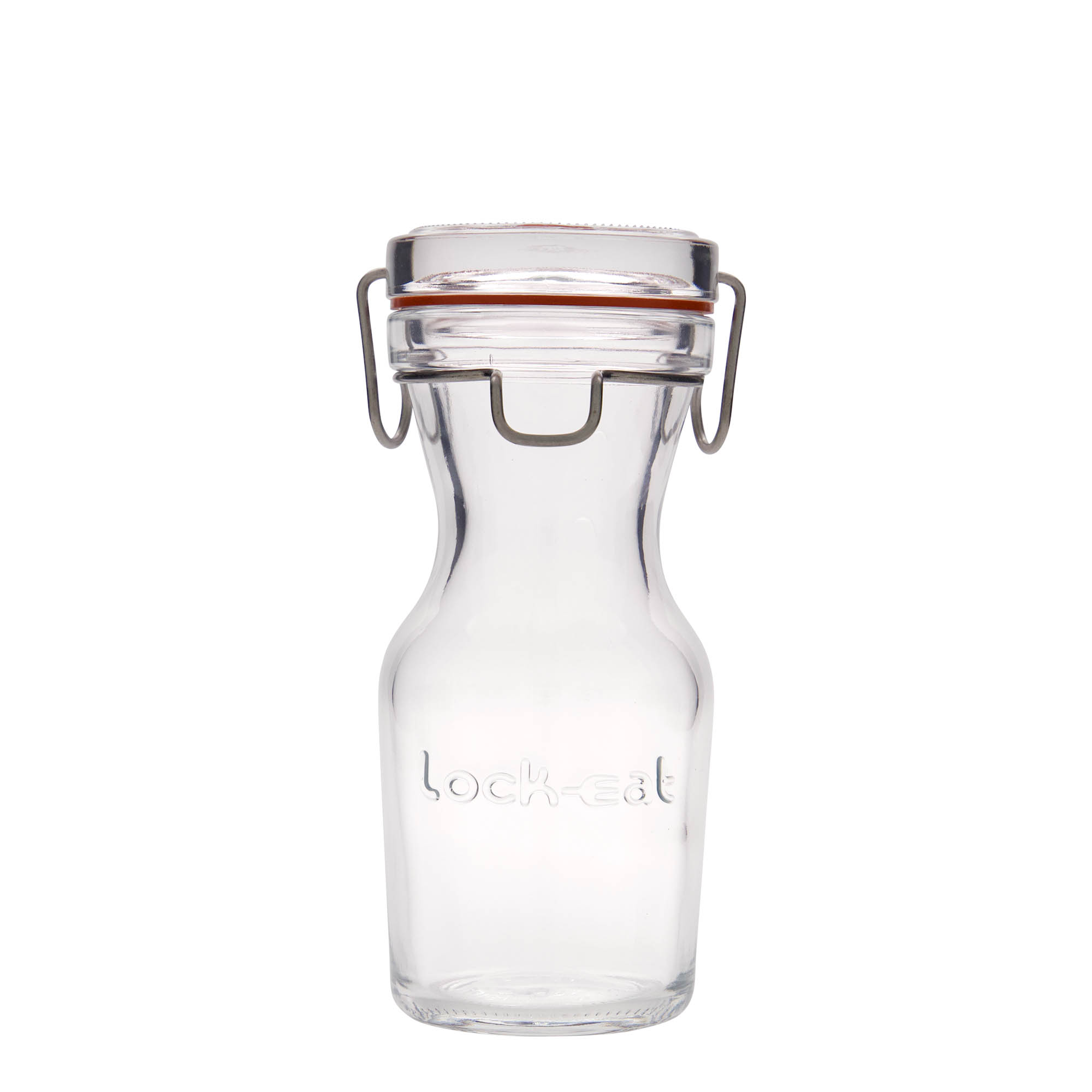 Carafe en verre 250 ml « Lock-Eat », ouverture : fermeture à pince métallique Carafe en verre 250 ml « Lock-Eat », ouverture : fermeture à pince métallique