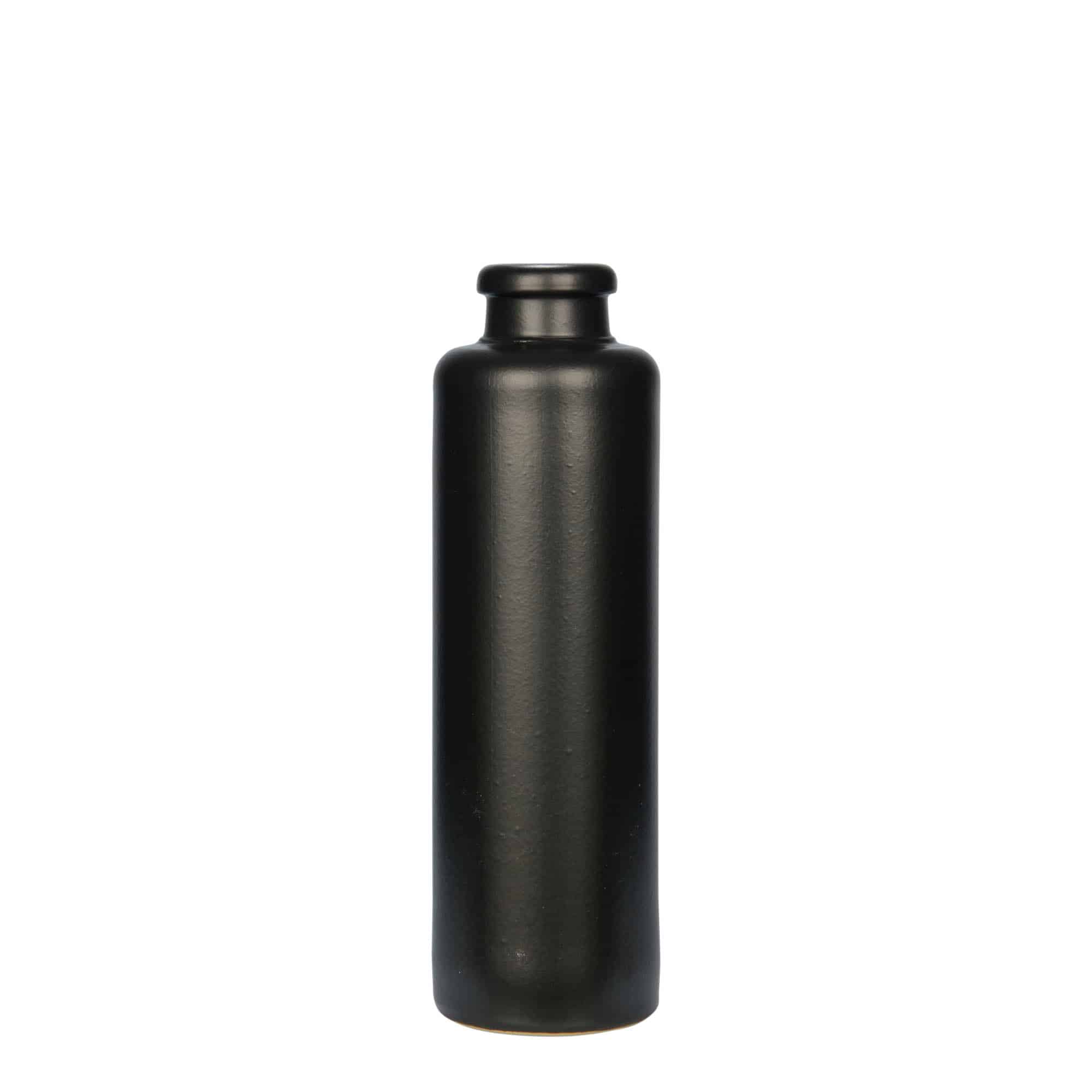 Cruche en terre cuite 200 ml, grès, noir, ouverture : liège