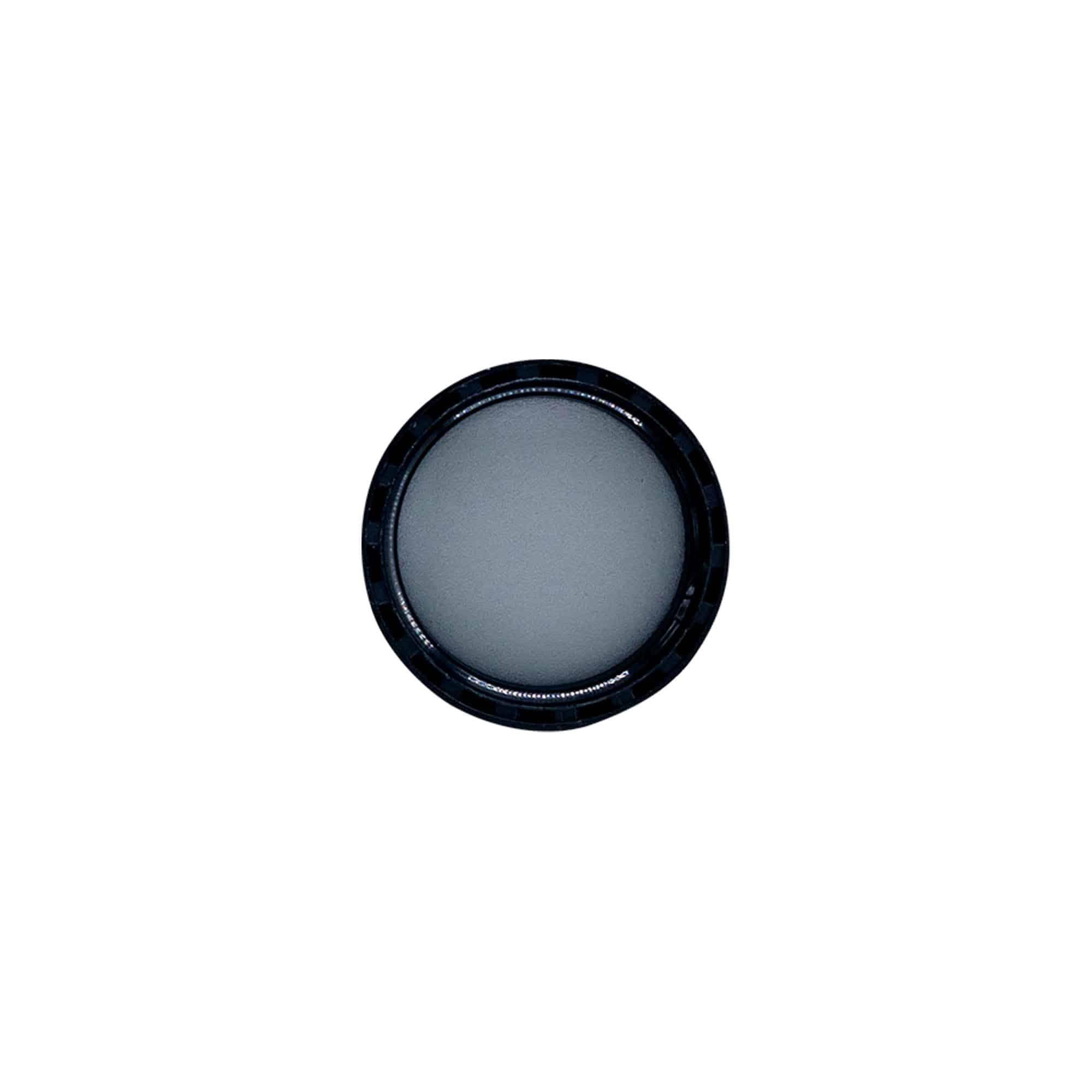 Bouchon à vis avec insert en EPE, plastique PE, noir, pour ouverture : DIN 25