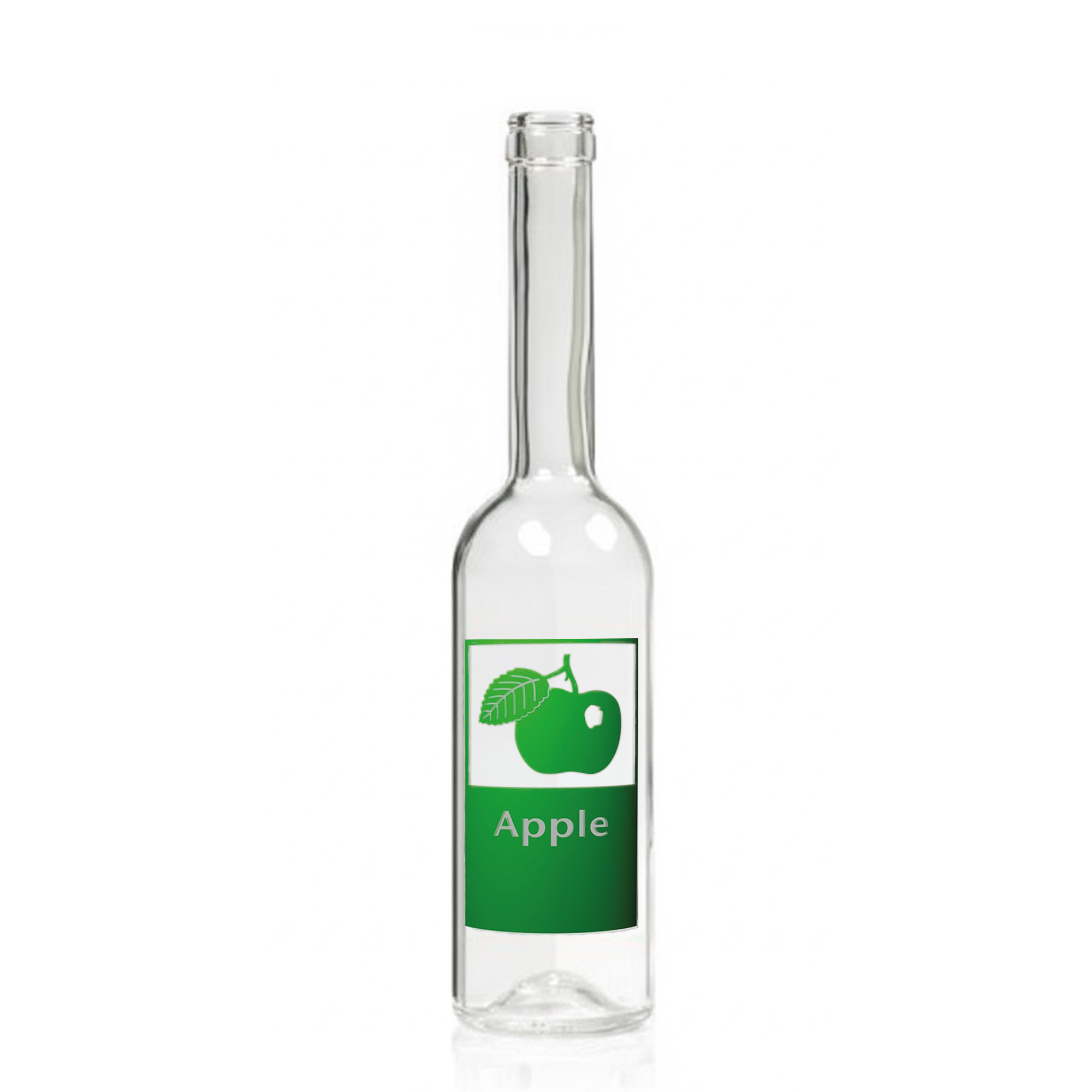 Bouteille en verre 500 ml 'Opera', motif : Pomme, ouverture : liège