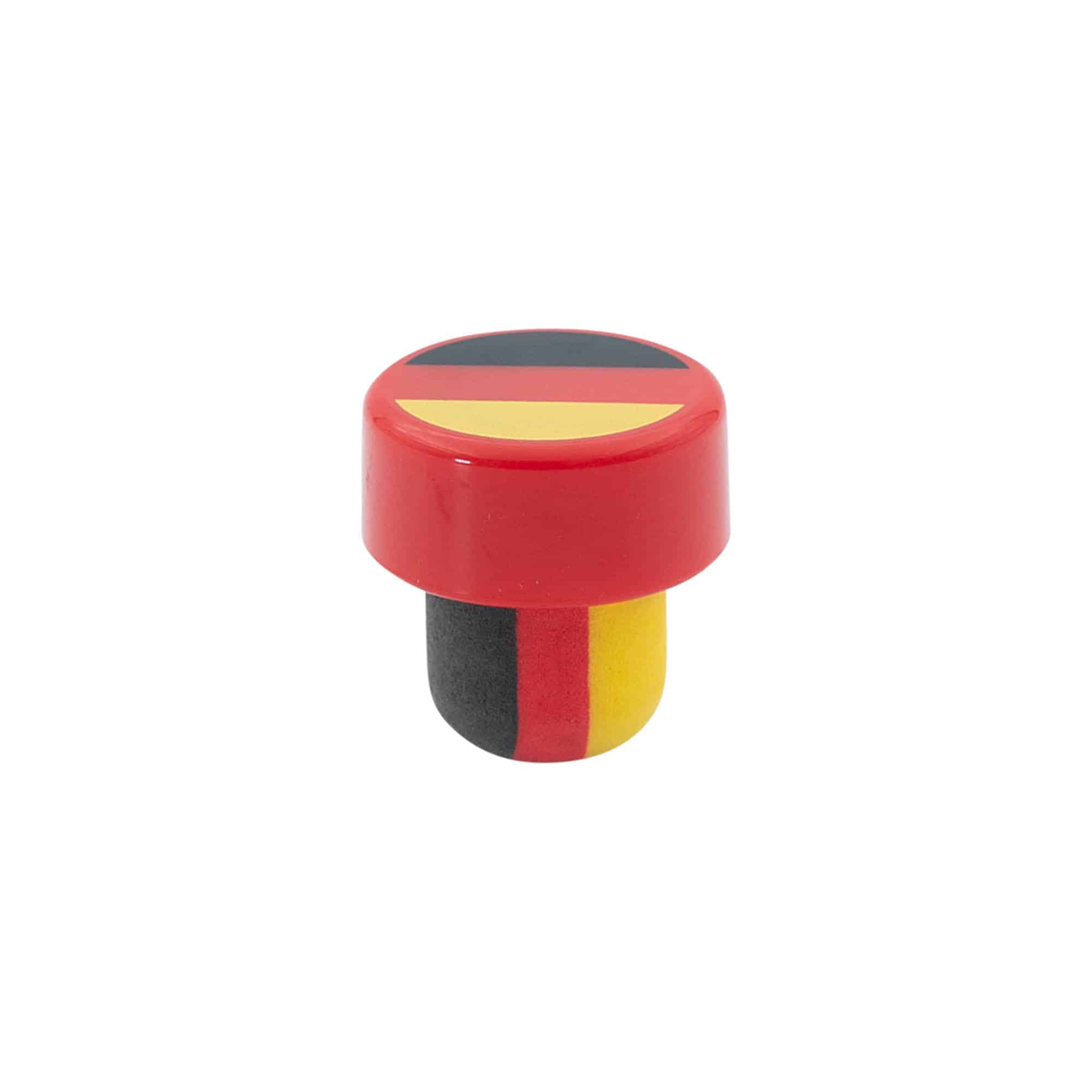 Bouchon à poignée 19 mm 'Allemagne', plastique, multicolore, pour col : liège