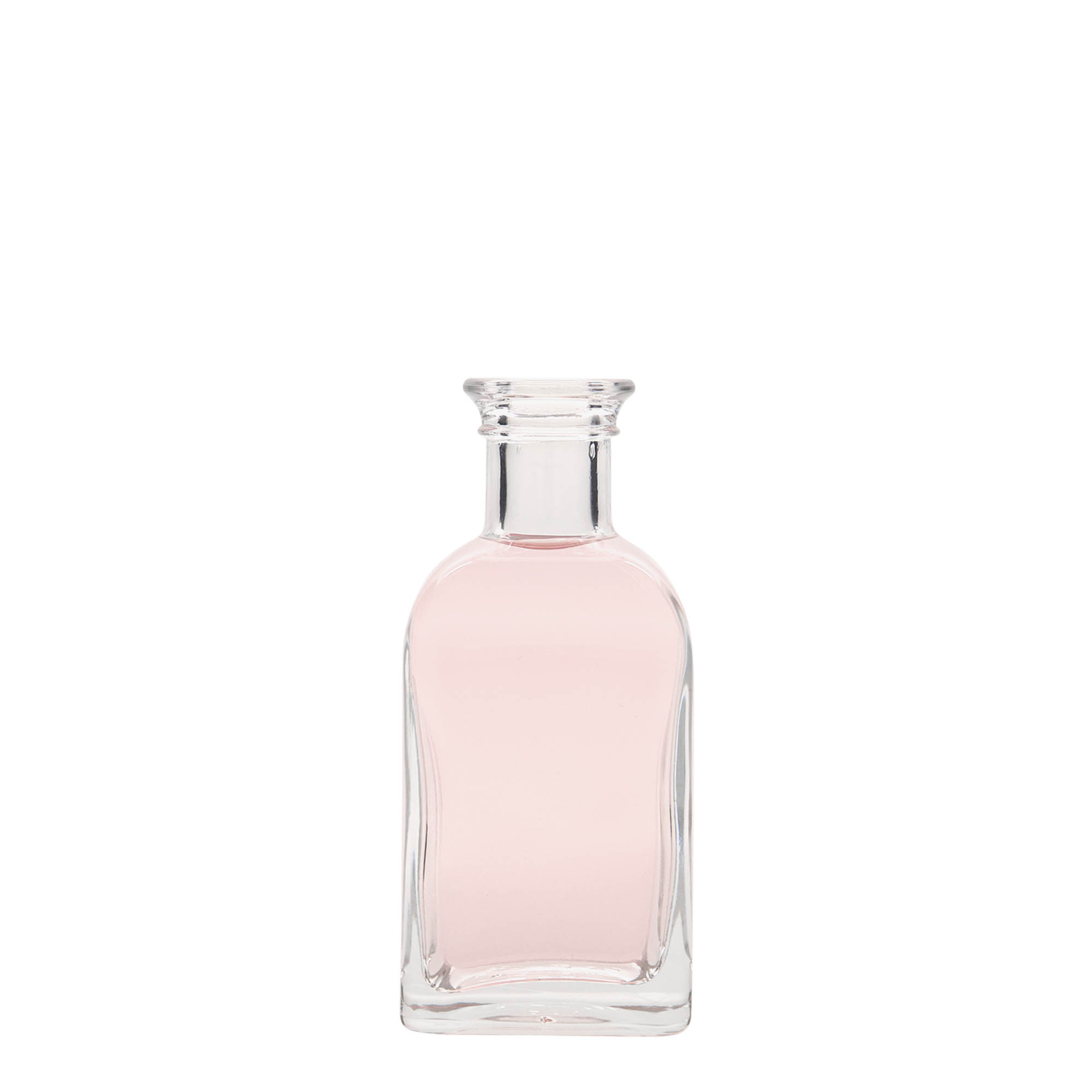 Flacon en verre 100 ml Apotheker Carré, carré, ouverture : bouchon en liège