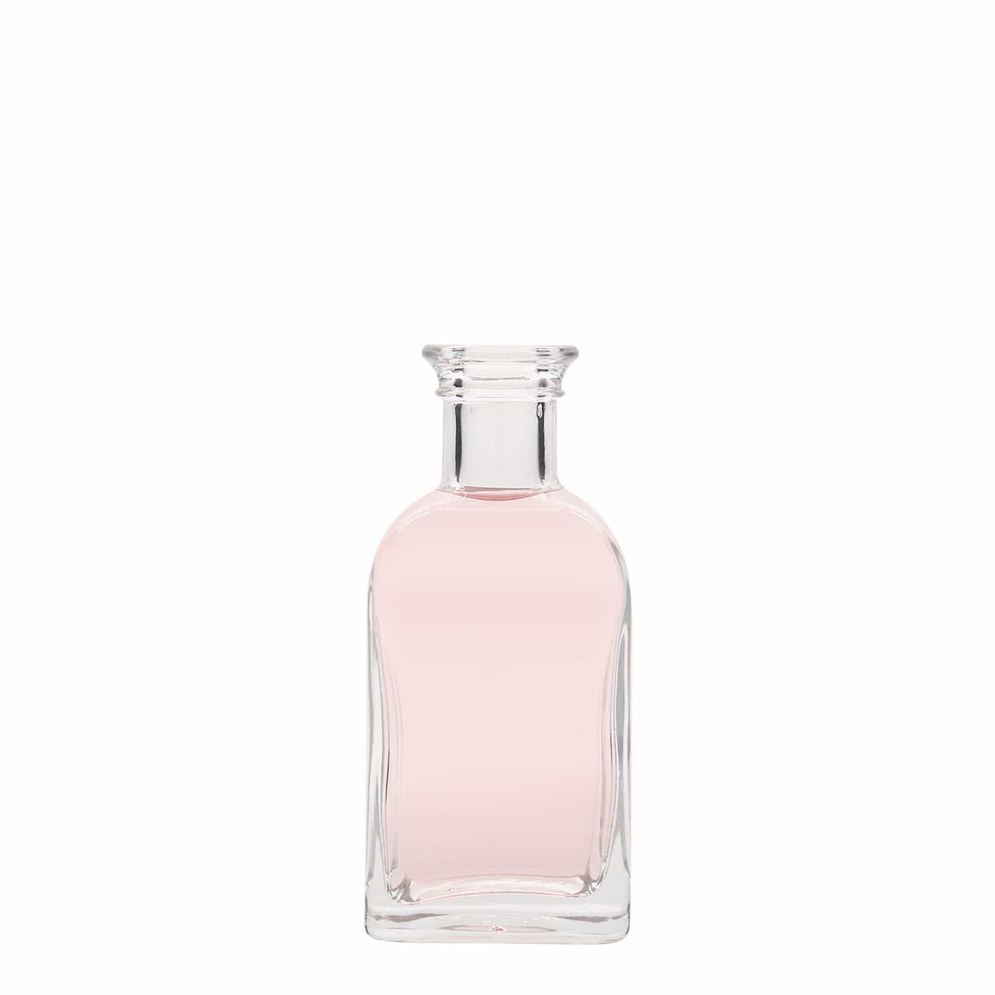 Flacon en verre 100 ml Apotheker Carré, carré, ouverture : bouchon en liège