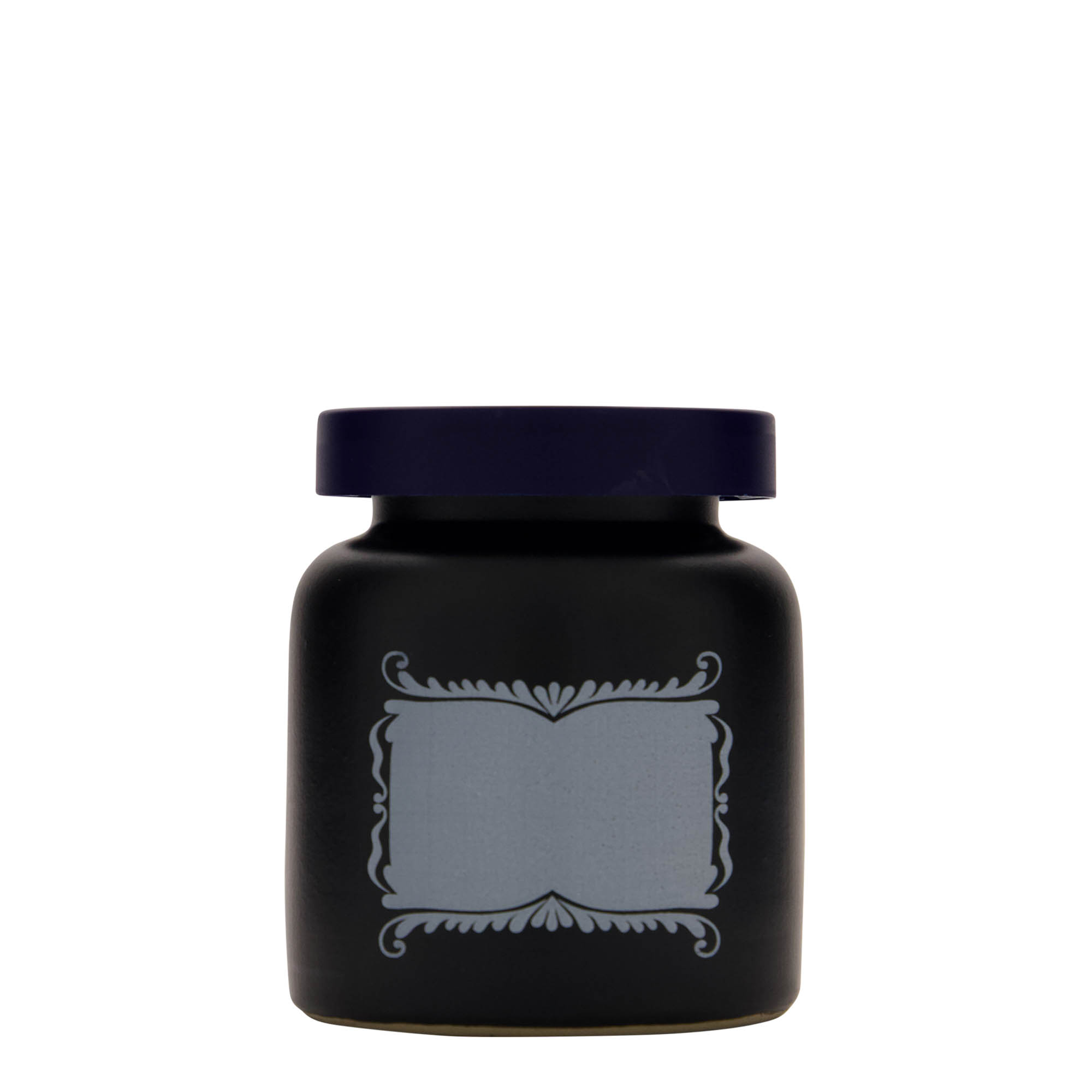 Pot en grès 270 ml, motif : champ d’étiquette, céramique, noir, ouverture : couvercle à emboîtement