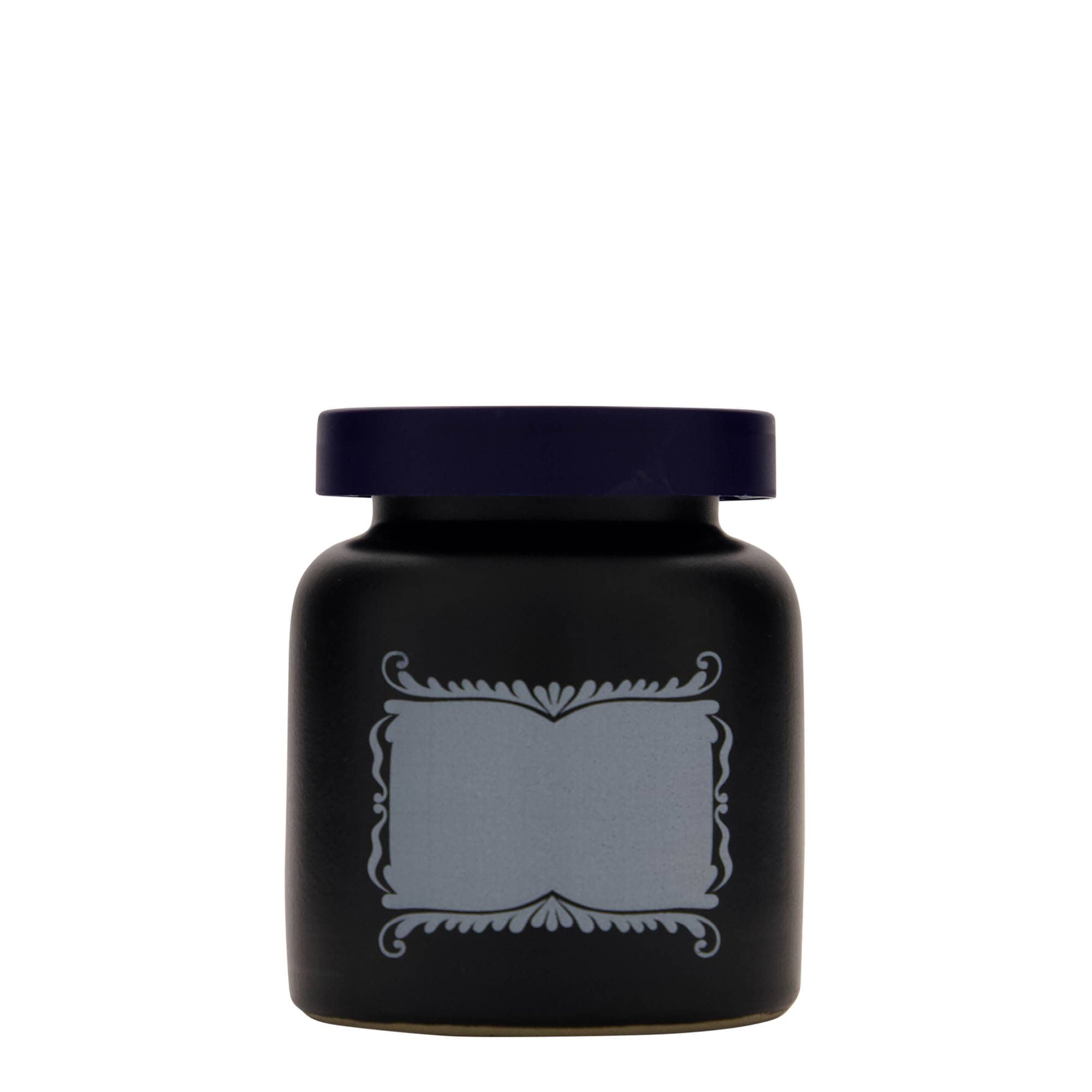 Pot en grès 270 ml, motif : champ d’étiquette, céramique, noir, ouverture : couvercle à emboîtement