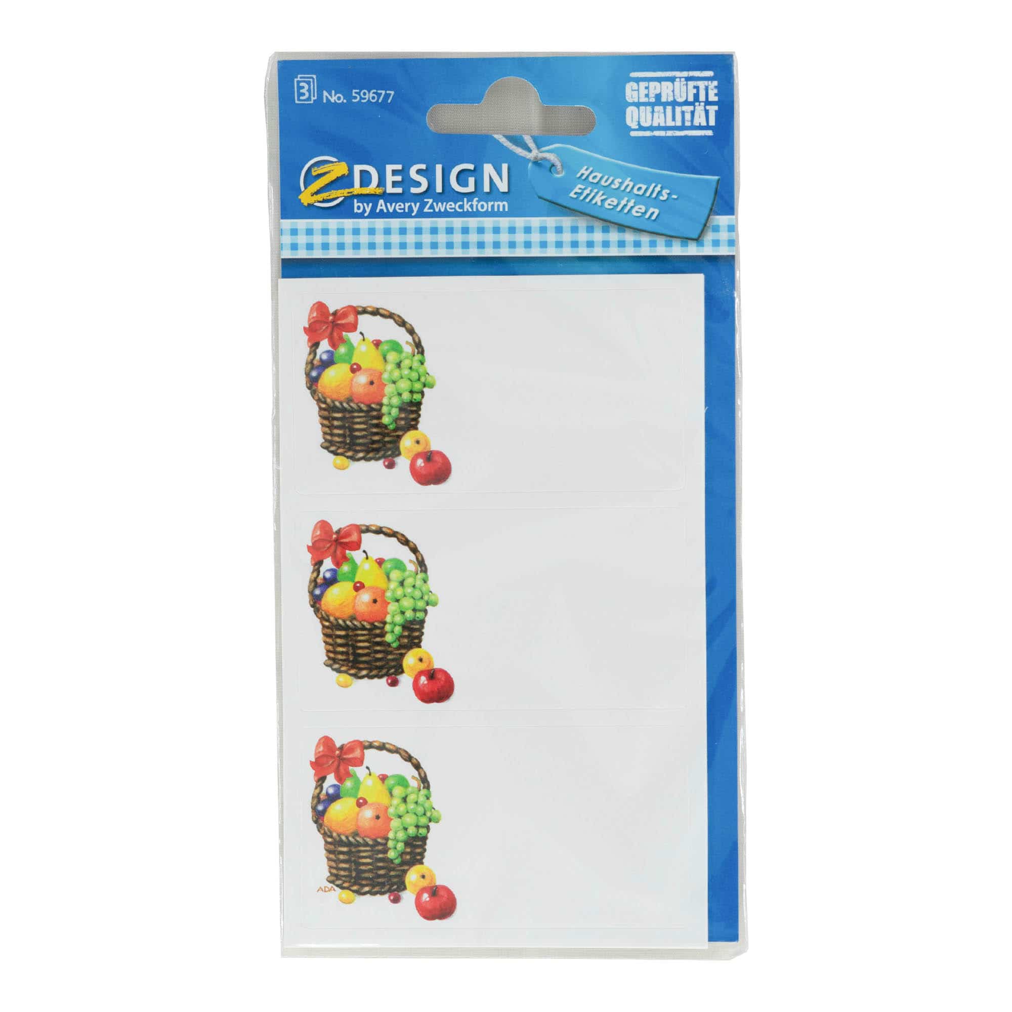 Zweckform Étiquettes « Corbeille de fruits », rectangulaires, papier, multicolores