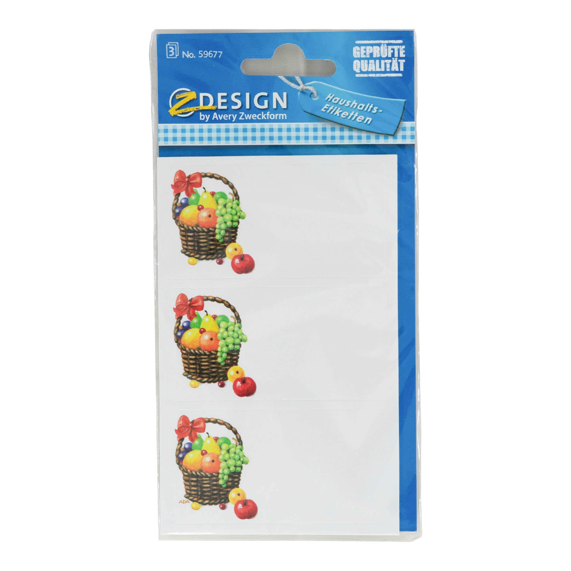 Zweckform Étiquettes « Corbeille de fruits », rectangulaires, papier, multicolores