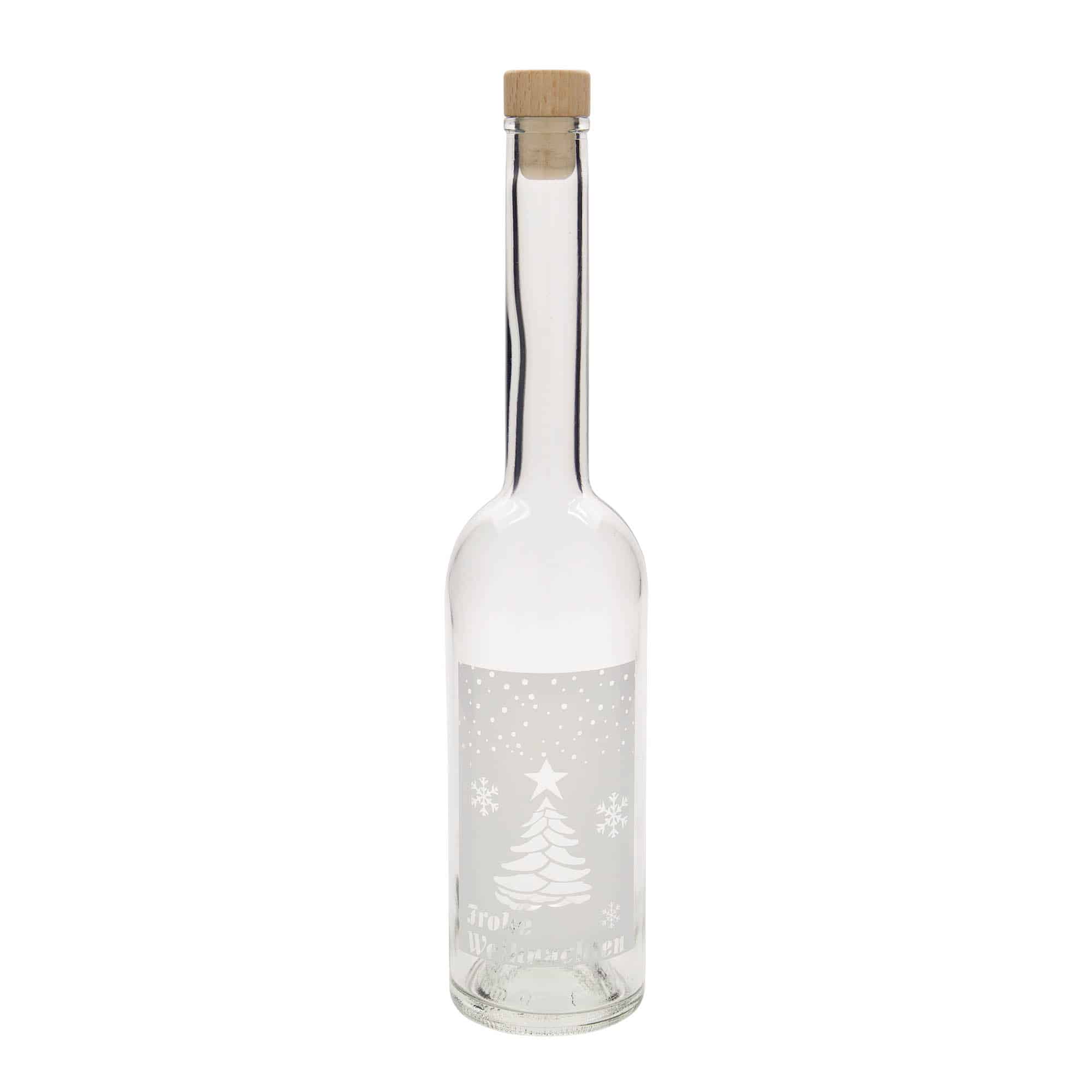 Bouteille en verre 500 ml 'Opera', motif : Noël blanc, bouchage: bouchon