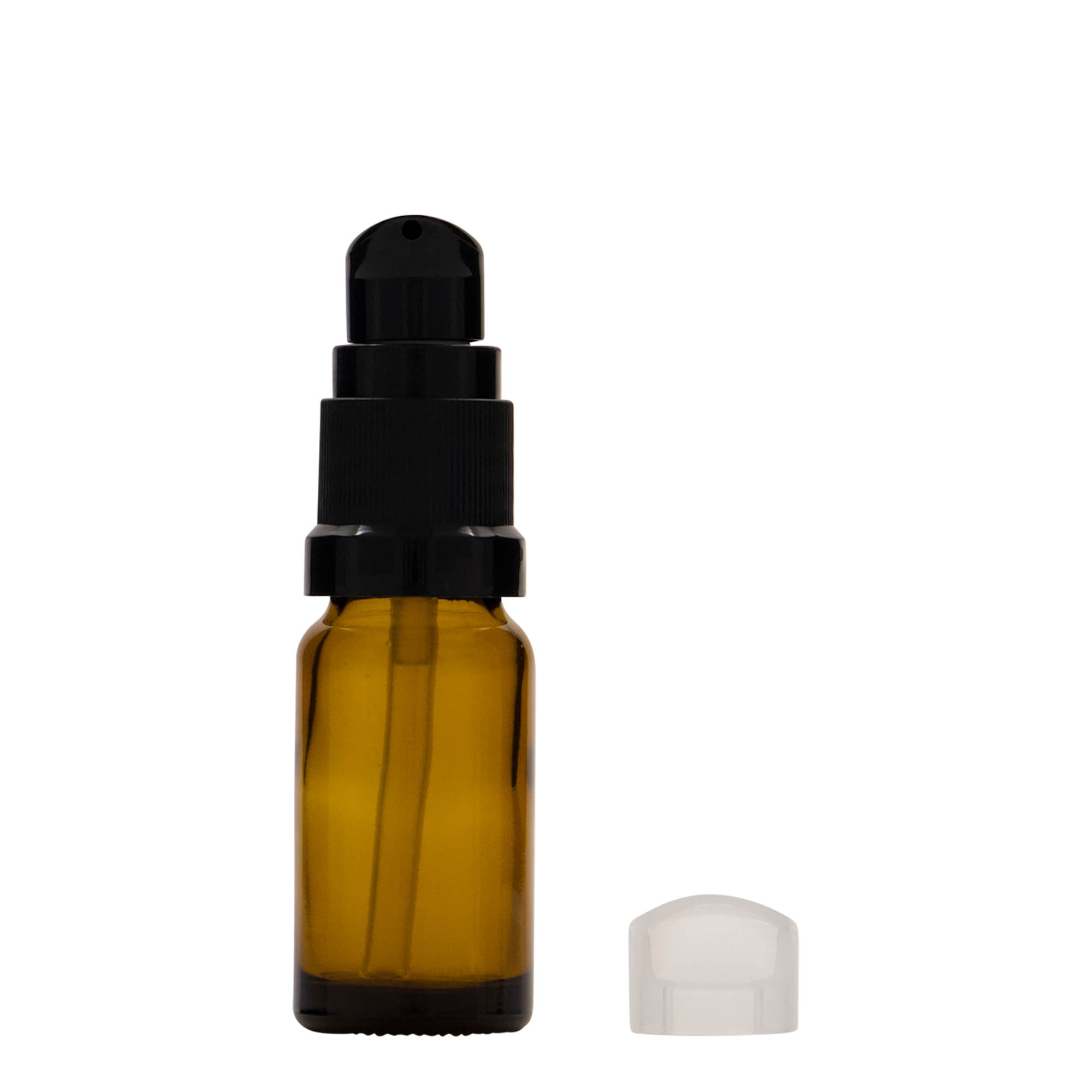 Flacon médical de 10 ml avec pompe lotion, verre, brun, ouverture : DIN 18 Flacon médical de 10 ml avec pompe lotion, verre, brun, ouverture : DIN 18