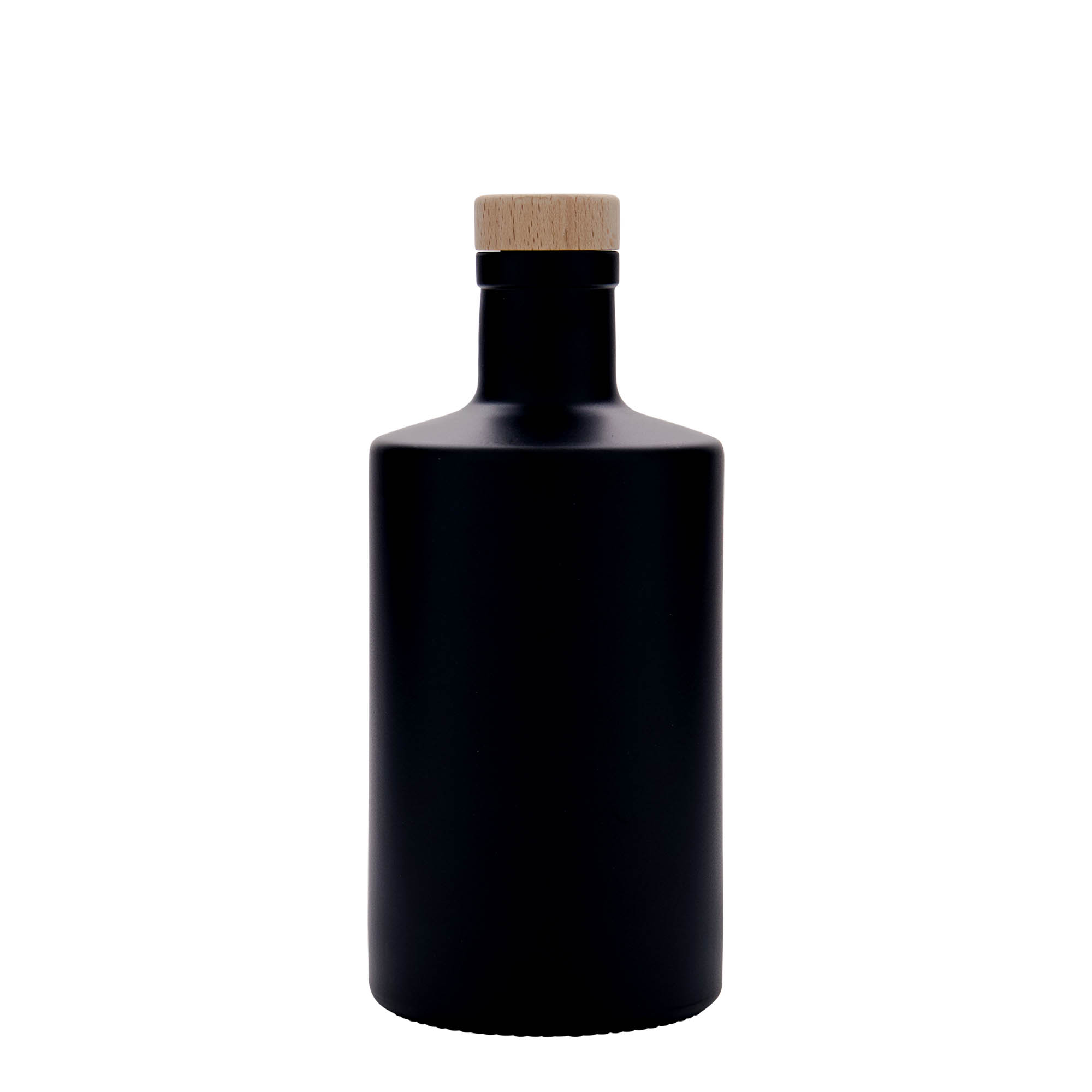 Bouteille en verre 500 ml 'Caroline', noire, ouverture : liège