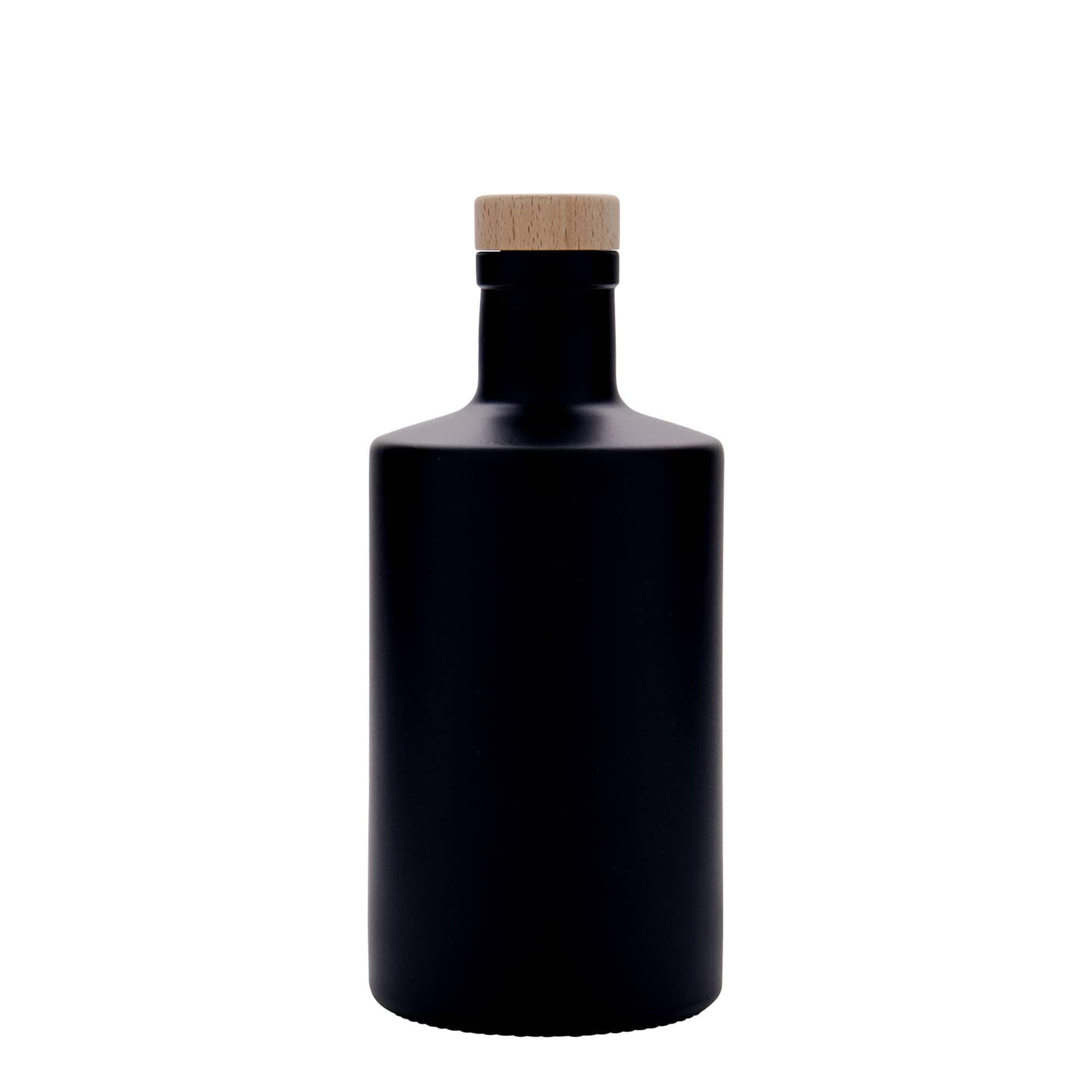 Bouteille en verre 500 ml 'Caroline', noire, ouverture : liège