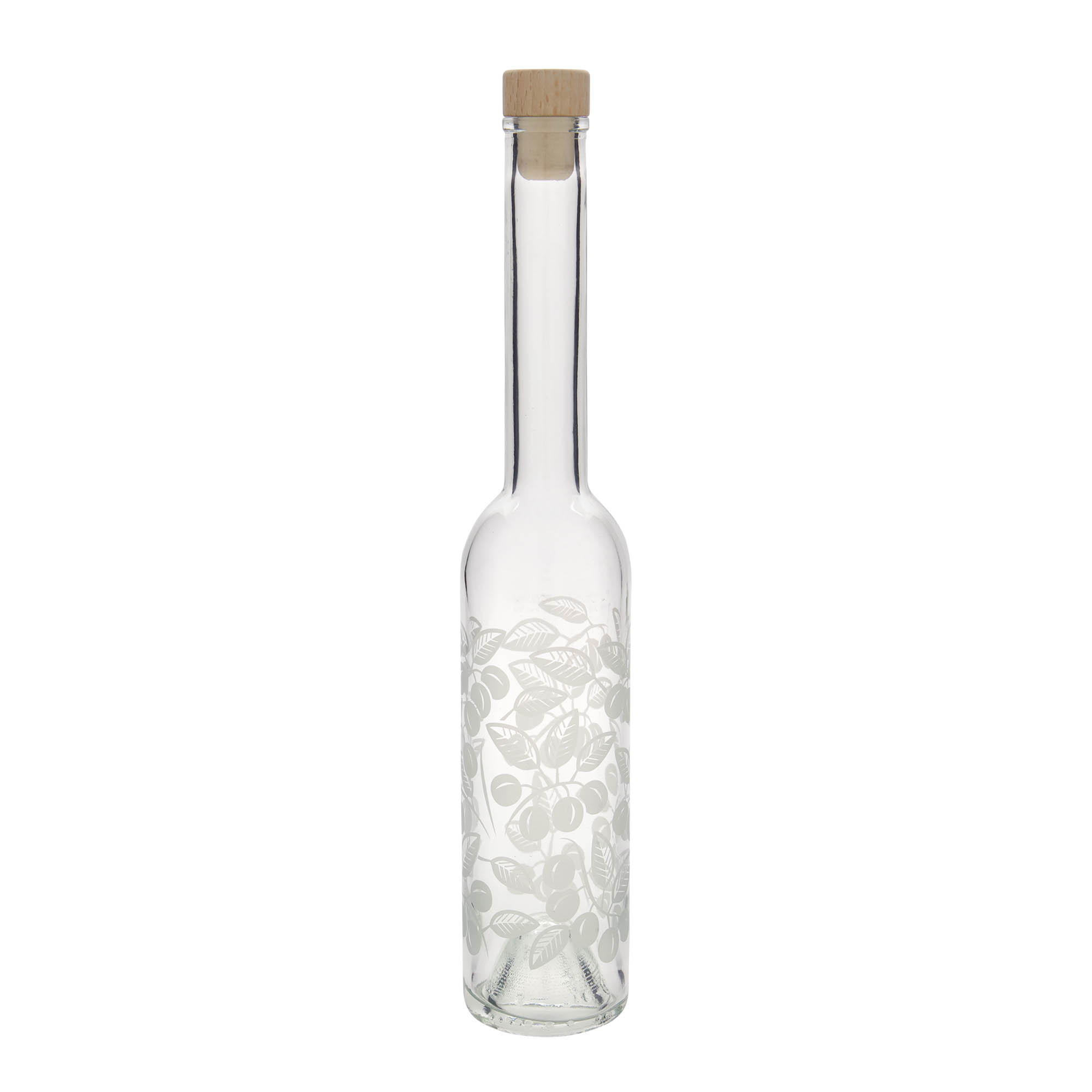 Bouteille en verre 350 ml 'Opera', motif : mirabelles, ouverture : bouchon en liège Bouteille en verre 350 ml 'Opera', motif : mirabelles, ouverture : bouchon en liège