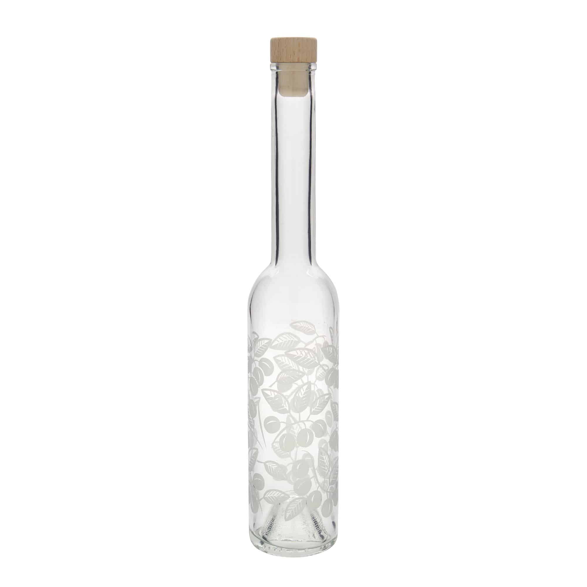 Bouteille en verre 350 ml « Opera », motif : mirabelles, ouverture : bouchon en liège
