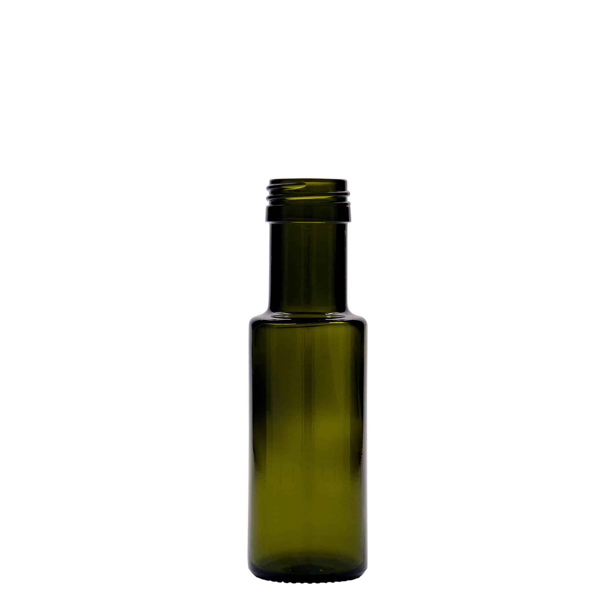 Bouteille en verre 100 ml 'Dorica', vert antique, bouchage: PP 31,5 Bouteille en verre 100 ml 'Dorica', vert antique, bouchage: PP 31,5