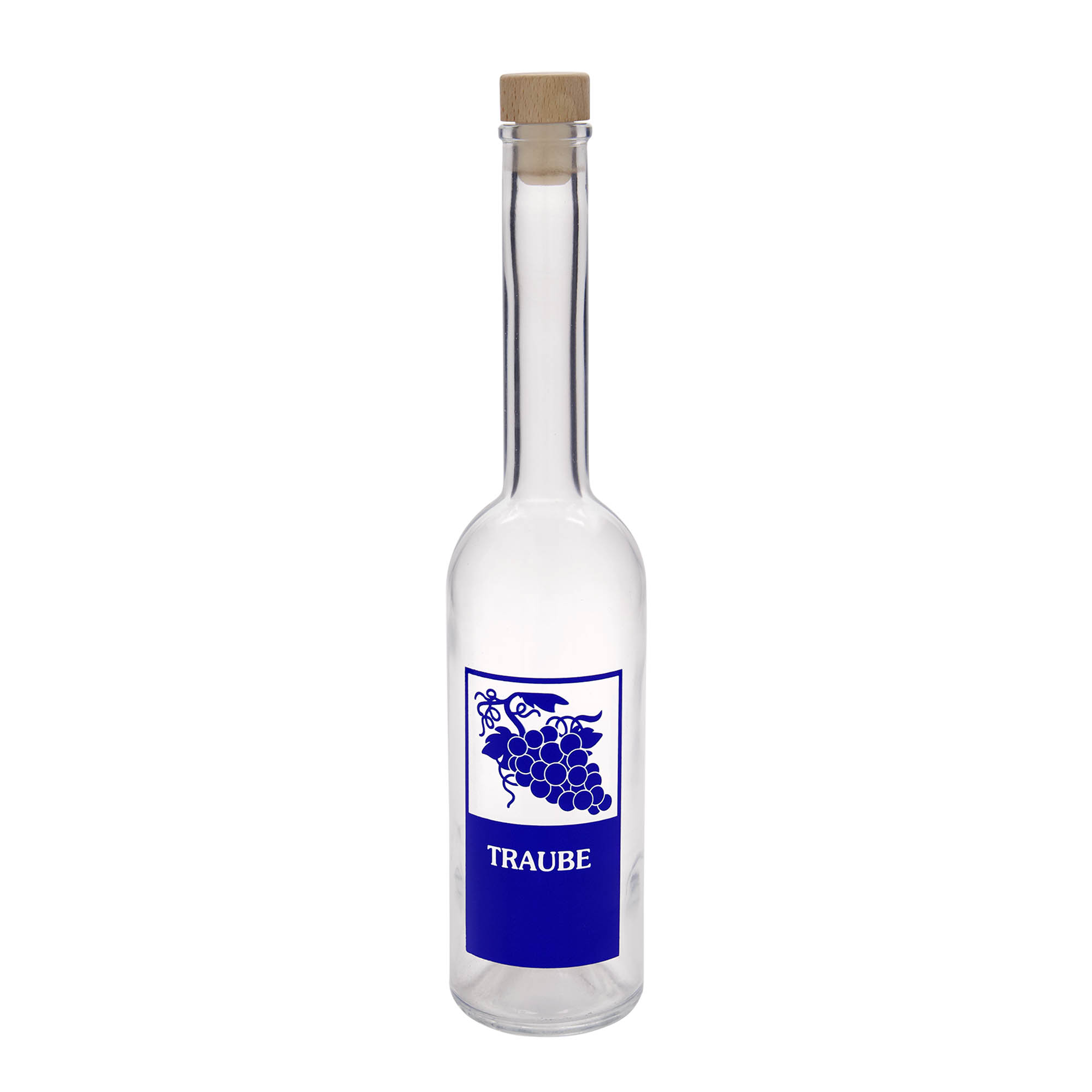 Bouteille en verre 500 ml « Opera », motif : raisin, ouverture : bouchon en liège