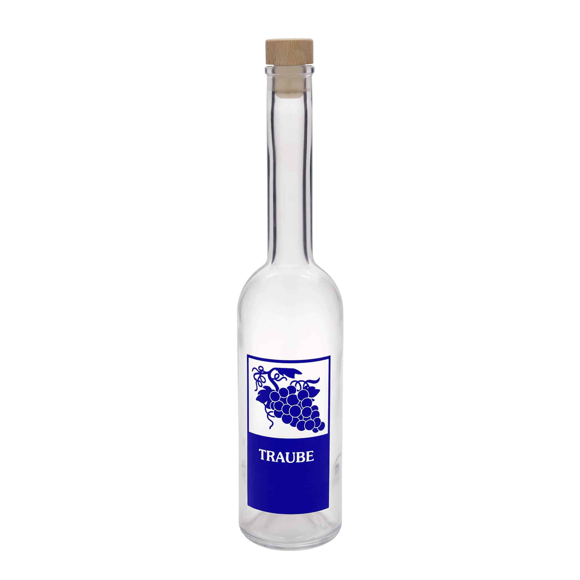 Bouteille en verre 500 ml « Opera », motif : raisin, ouverture : bouchon en liège