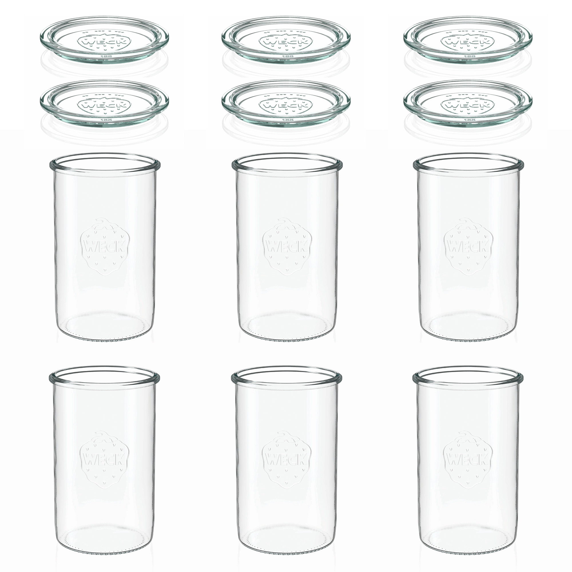 6x 1000 ml bocal WECK à renversement avec couvercle en verre RR 100