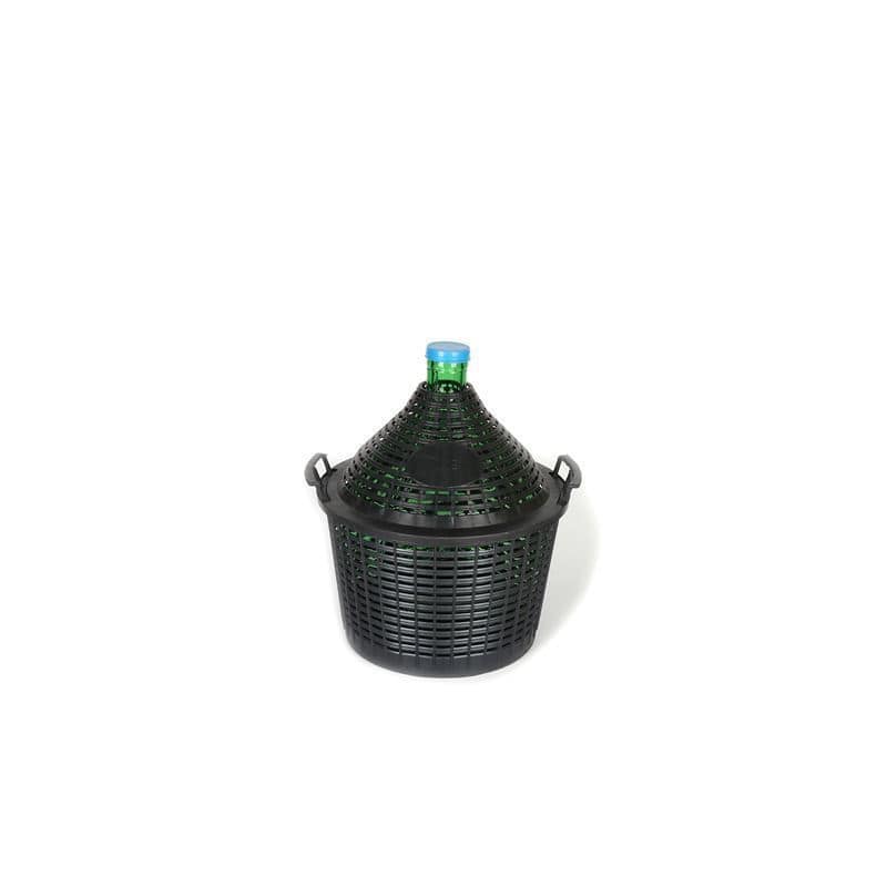 Bouteille ballon 15 l, col étroit, verre, vert, ouverture : couvercle emboîtant