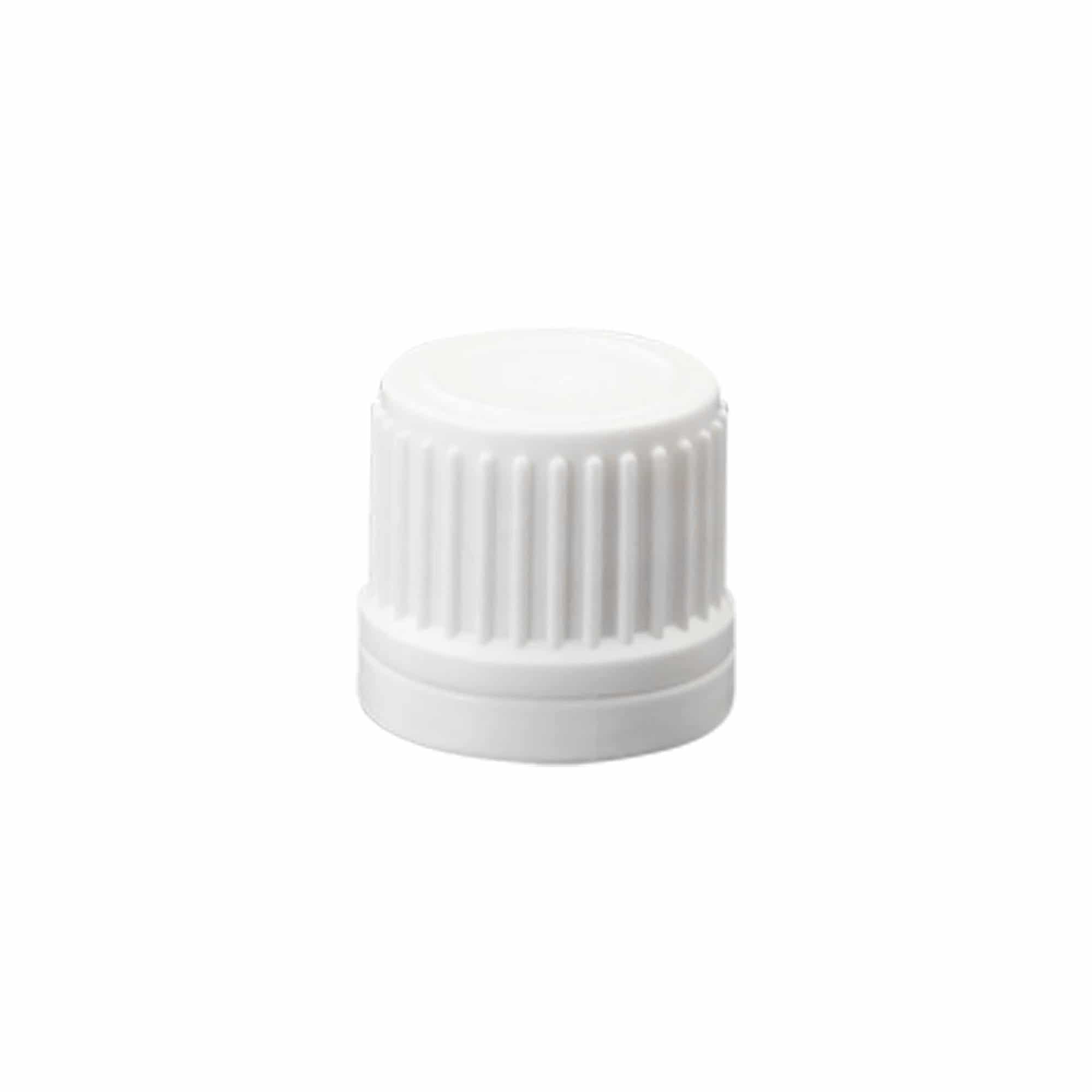 Bouchon à vis avec insert goutte à goutte, plastique PE, blanc, pour ouverture : DIN 18