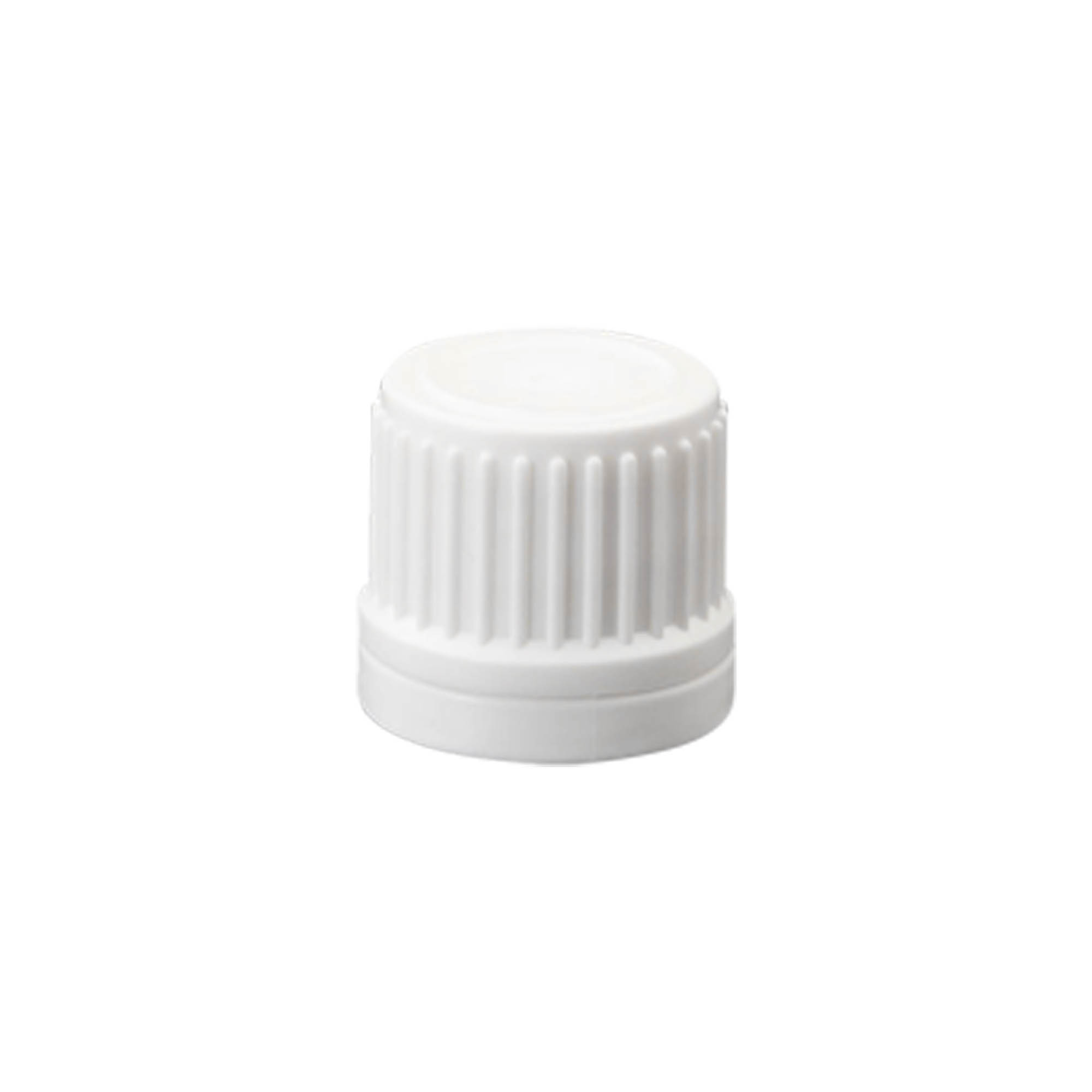 Bouchon à vis avec insert goutte à goutte, plastique PE, blanc, pour ouverture : DIN 18