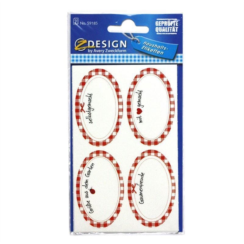 Étiquettes Zweckform « Fait maison », ovales, papier, multicolores